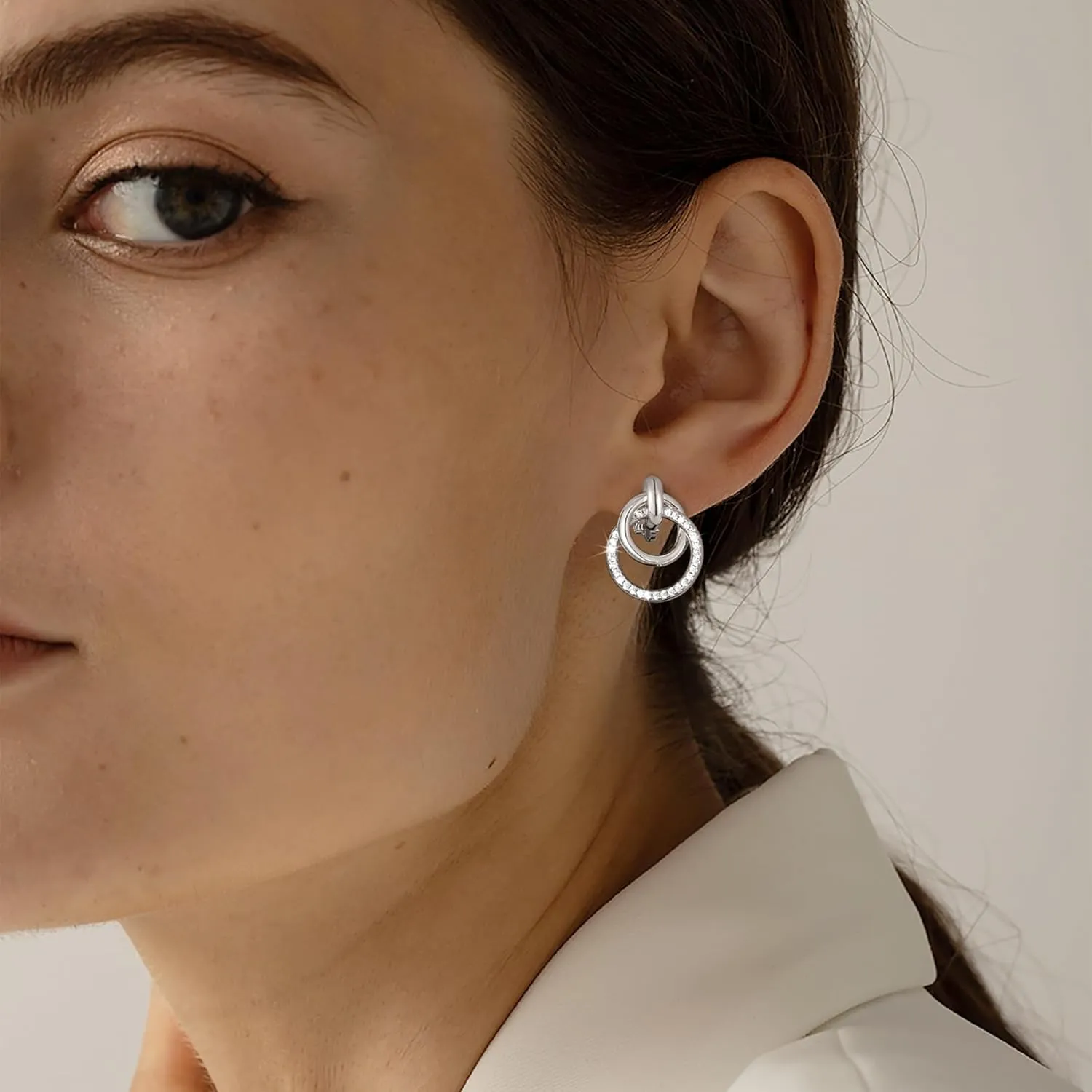 Gold Chunky Clip On Earrings for Women 14k Gold Knot Link Clip Earrings Silver Rhinestone Hoop Clip On Earrings Jewelry for Women
