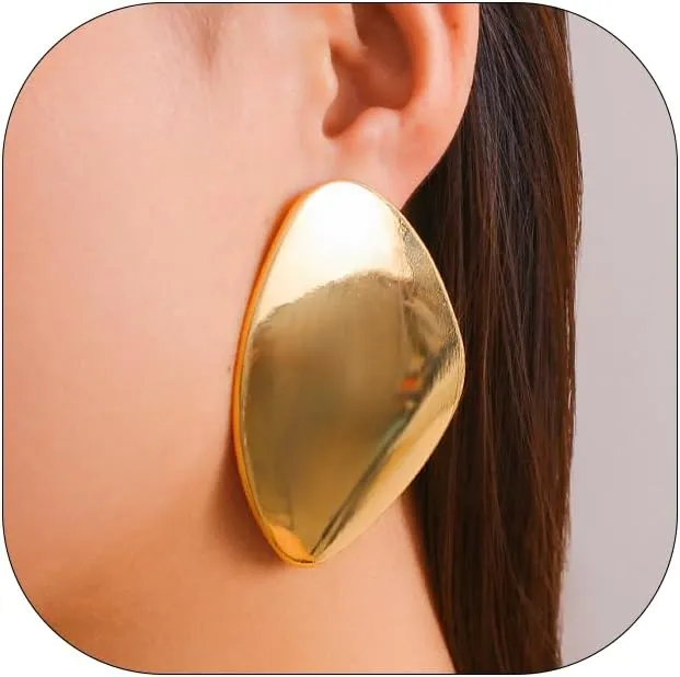 Gold Statement Earrings for Women Delicate Irregular Geometric Earrings Big Chunky Golden Earrings Trendy Jewelry for Women