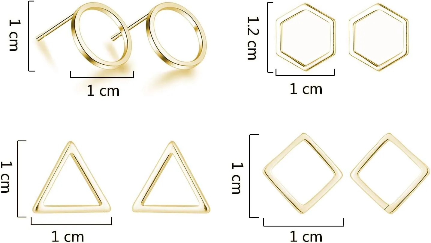 Gold Triangle Stud Earrings 14K Gold Stud Earrings for Women Minimalist Circle Rectangular Geometric Earrings for Christmas Stocking Stuffers Gifts??