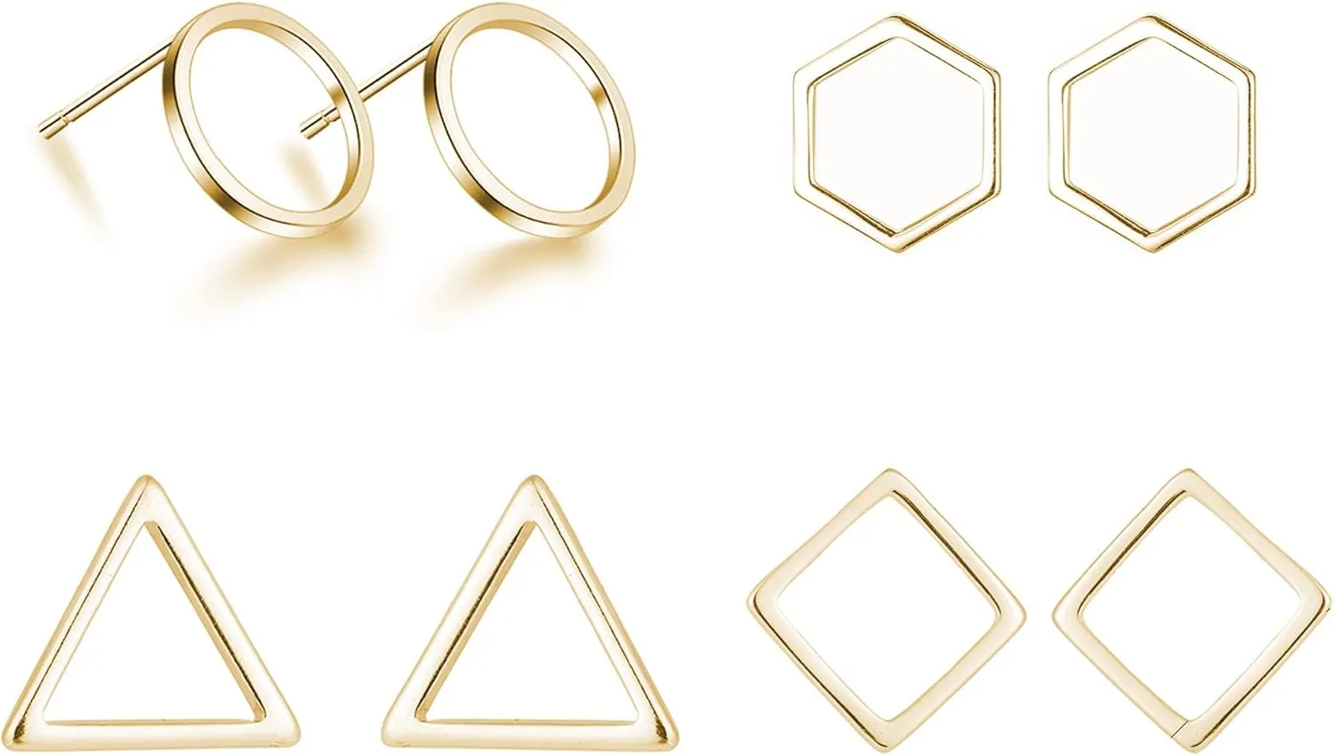 Gold Triangle Stud Earrings 14K Gold Stud Earrings for Women Minimalist Circle Rectangular Geometric Earrings for Christmas Stocking Stuffers Gifts??