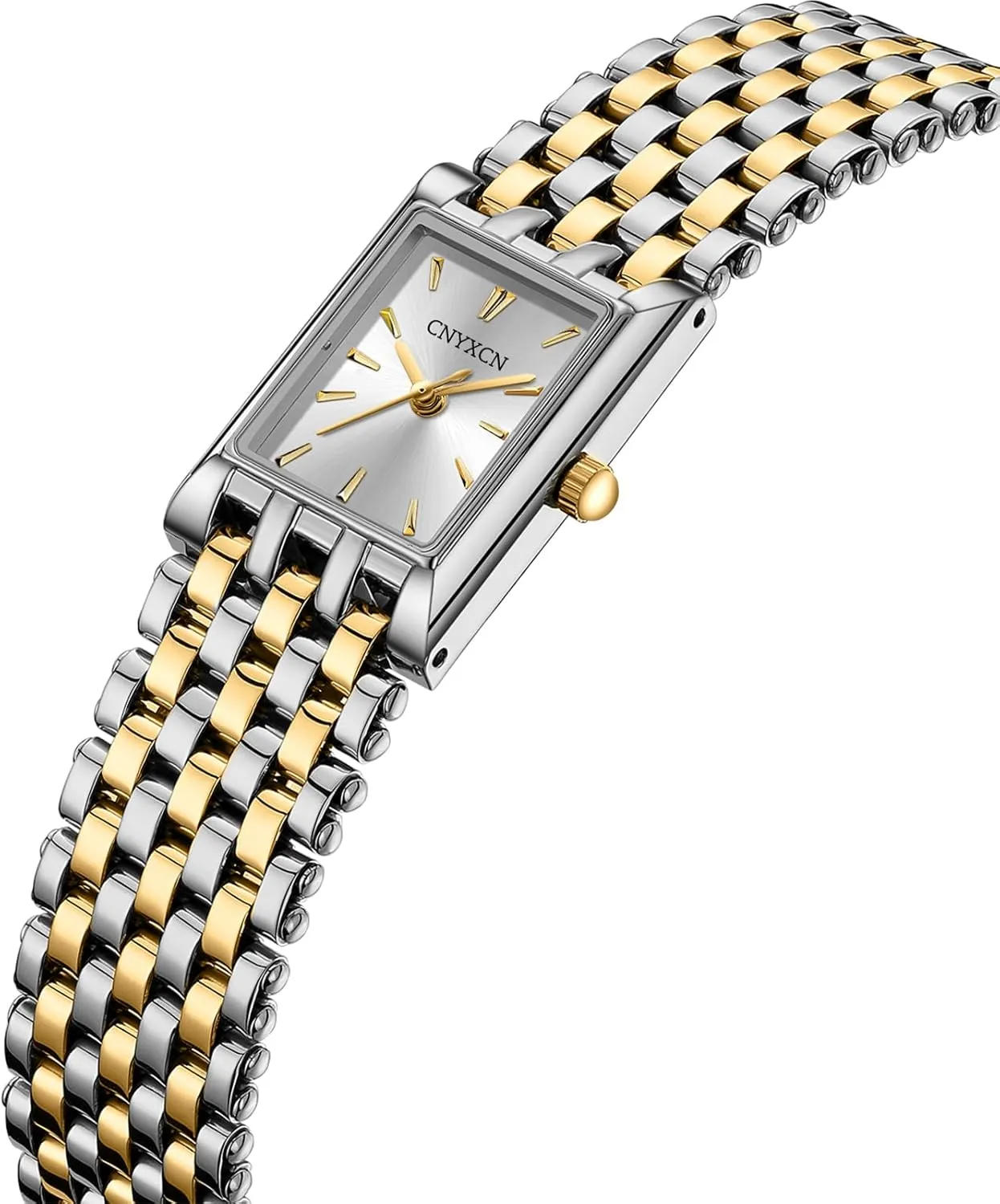 Gold Watches for Women Luxury Fashion Square Ladies Quartz Wrist Watch with Stainless Steel Band,Bracelet Adjustment Tool Included