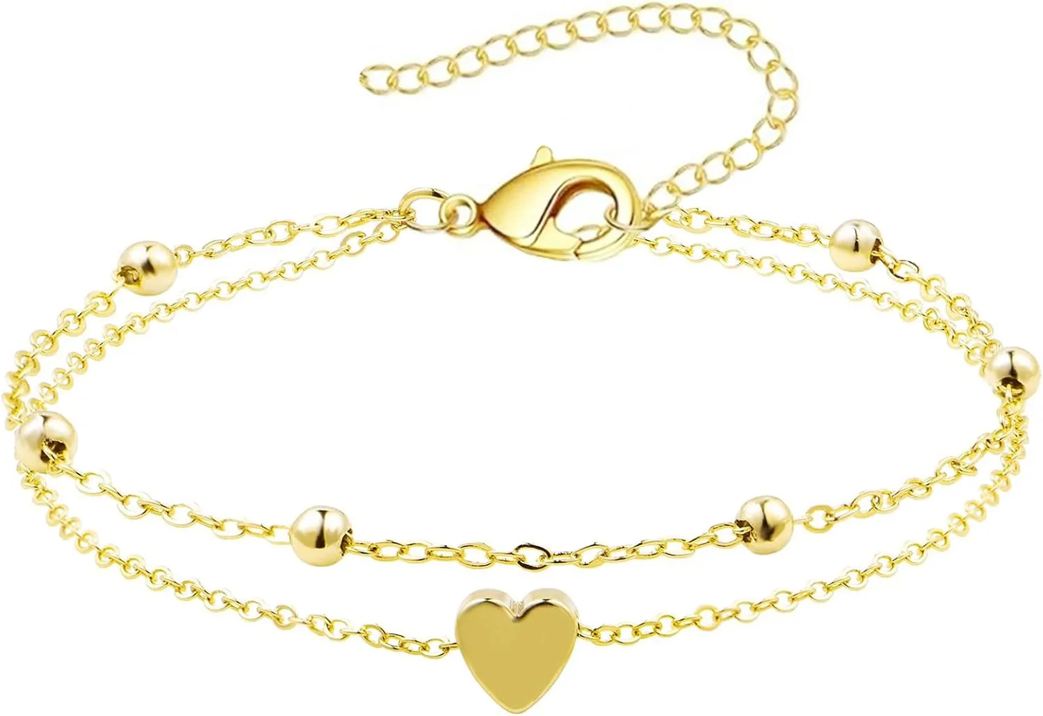Gold/Silver Anklets for Women, 14K Gold Plated Anklets for Women Waterproof Beads Cuban Herringbone Tennis Paperclip Ankle Bracelets Stack Set Summer Beach Foot Bracelets Gold Jewelry Gifts