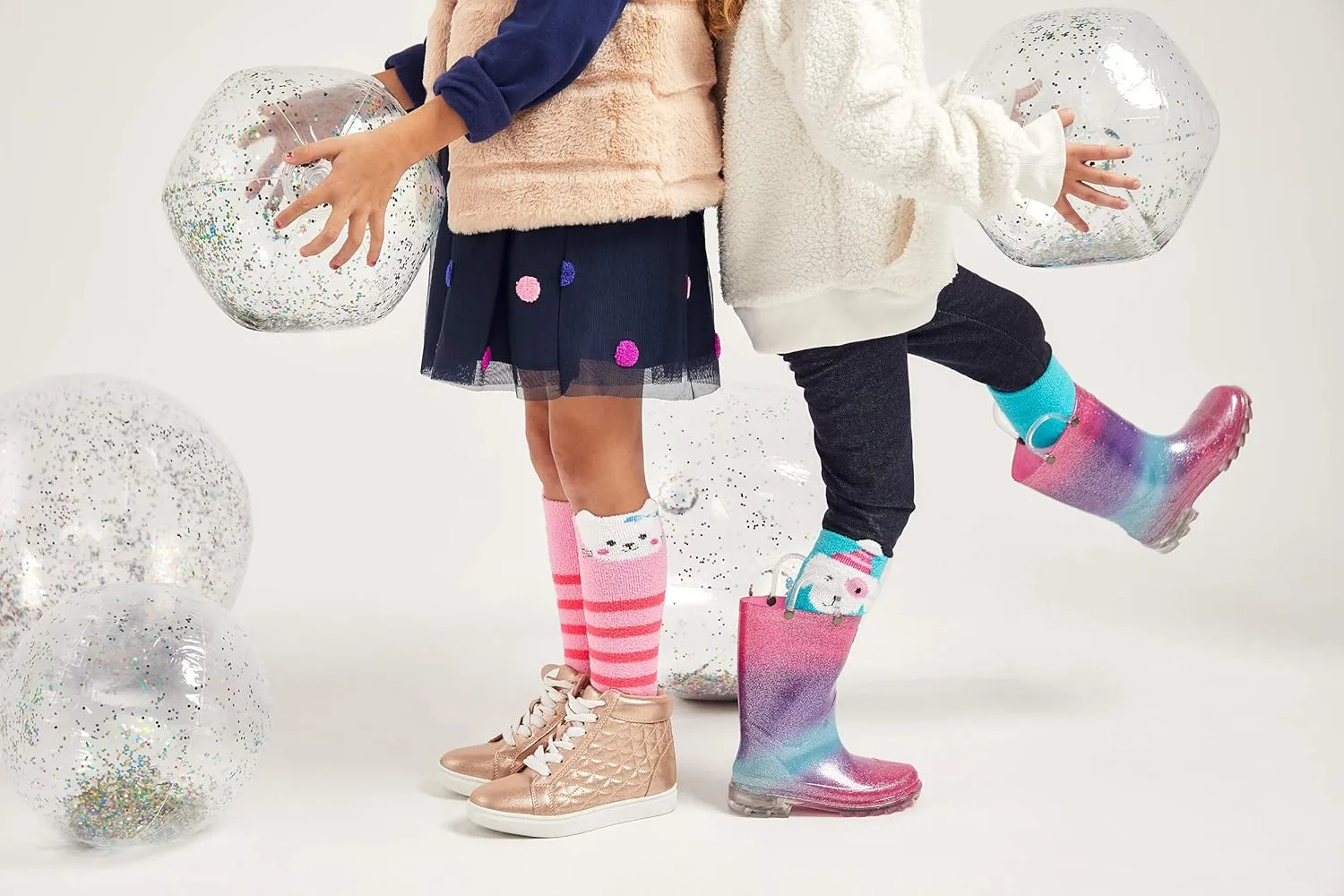 GOLDTOE Girls' Fuzzy Faces Kitty Knee High Socks