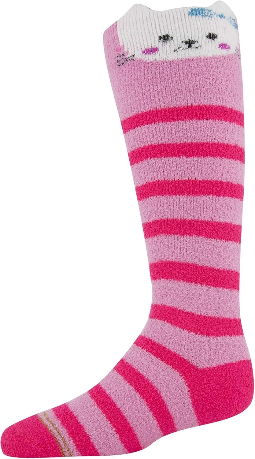 GOLDTOE Girls' Fuzzy Faces Kitty Knee High Socks