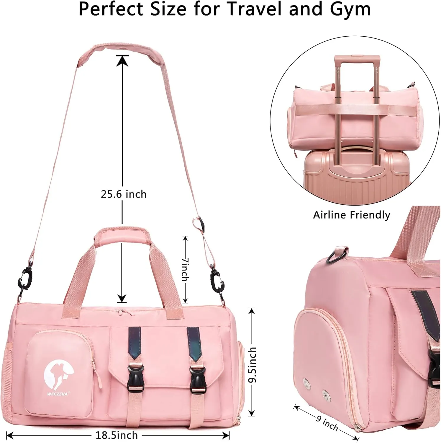 Gym Bag for Men and Women Small - 18.5"9.5"9" Duffel Travel Bag with Compartment, Gymnastics Equipment Bags