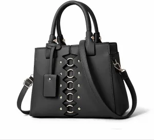 Handbags for Women New Unique Style Female Bag Lady Handbag PU Leather Female Bag Large Capacity Messenger Bag Shoulder Bag(Black)