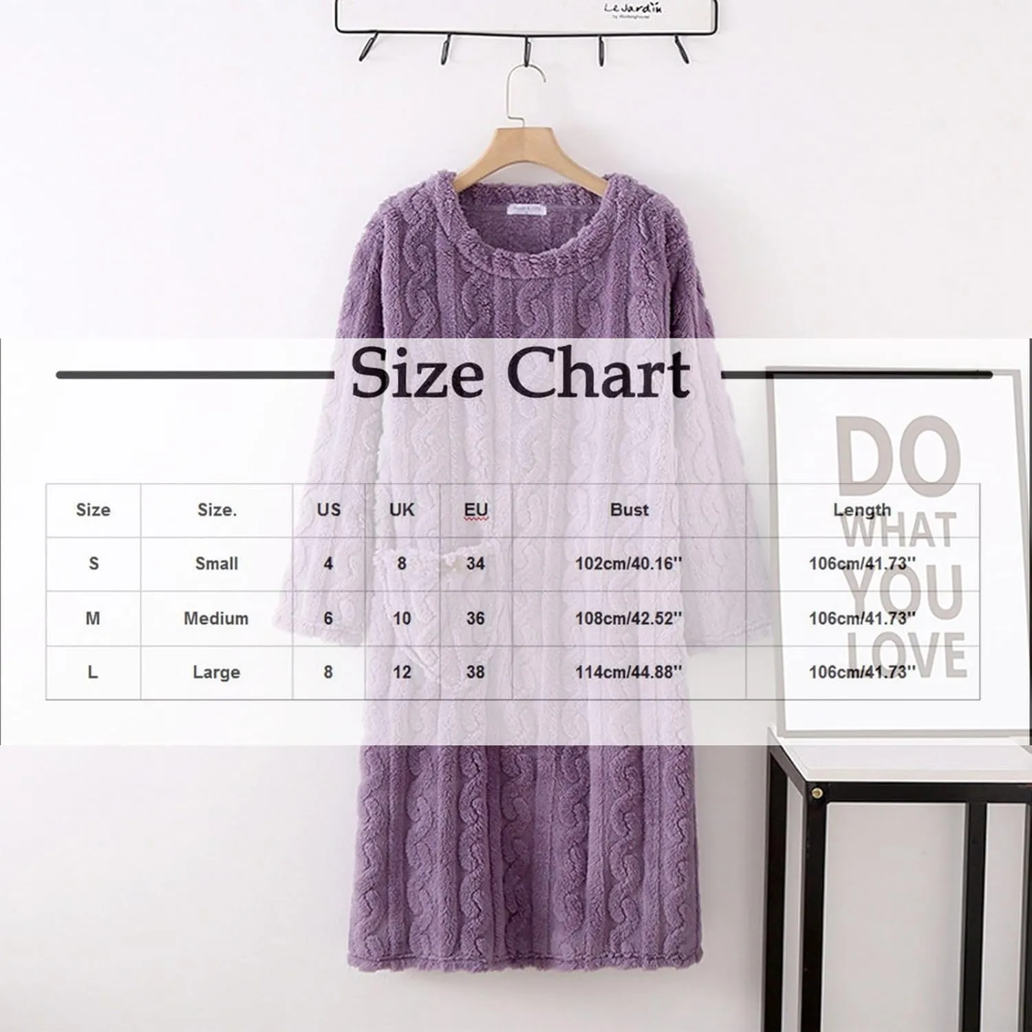 HGps8w Women's Flannel Jacquard Robe, Fuzzy Fleece Cozy Ladies Tie Side Kimono Bathrobe Nightgown Sleepwear with Pockets