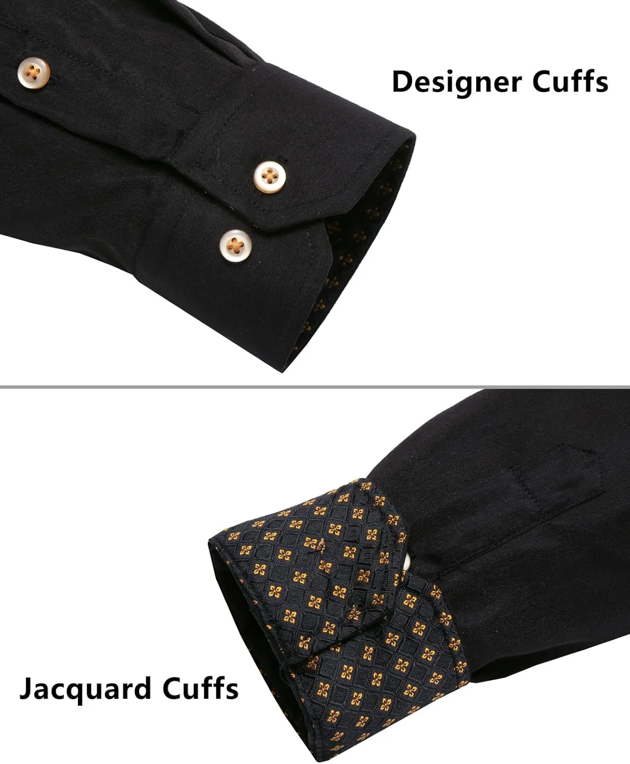 Hi-Tie Mens Dress Shirts Wrinkle Free Inner Contrast Jacquard Long Sleeve Casual Button Down Shirt Business Party Wedding