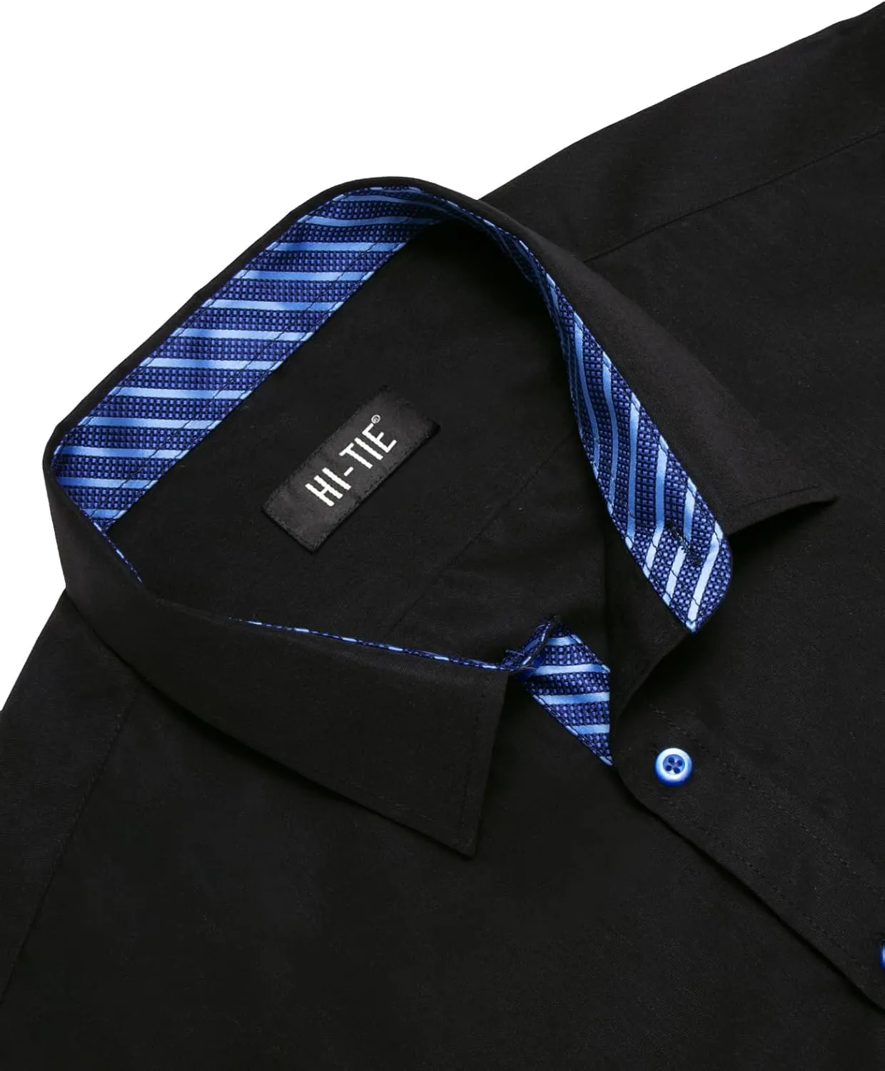 Hi-Tie Mens Dress Shirts Wrinkle Free Inner Contrast Jacquard Long Sleeve Casual Button Down Shirt Business Party Wedding
