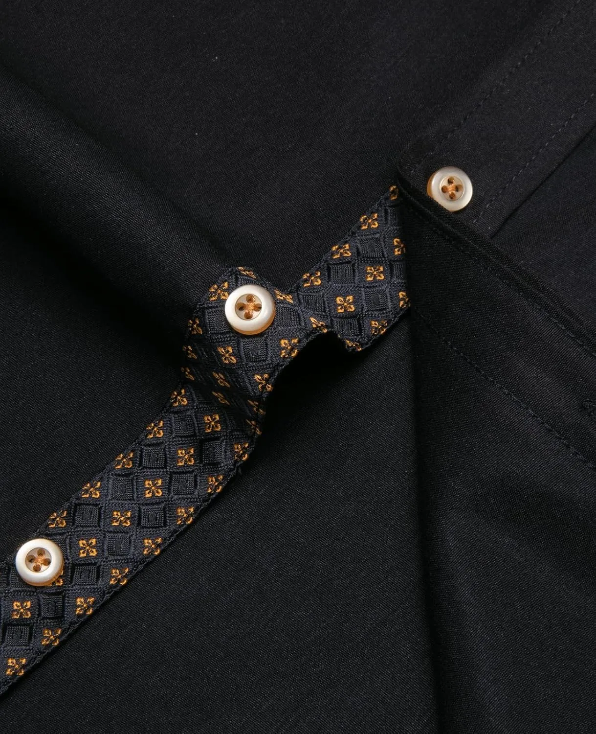 Hi-Tie Mens Dress Shirts Wrinkle Free Inner Contrast Jacquard Long Sleeve Casual Button Down Shirt Business Party Wedding