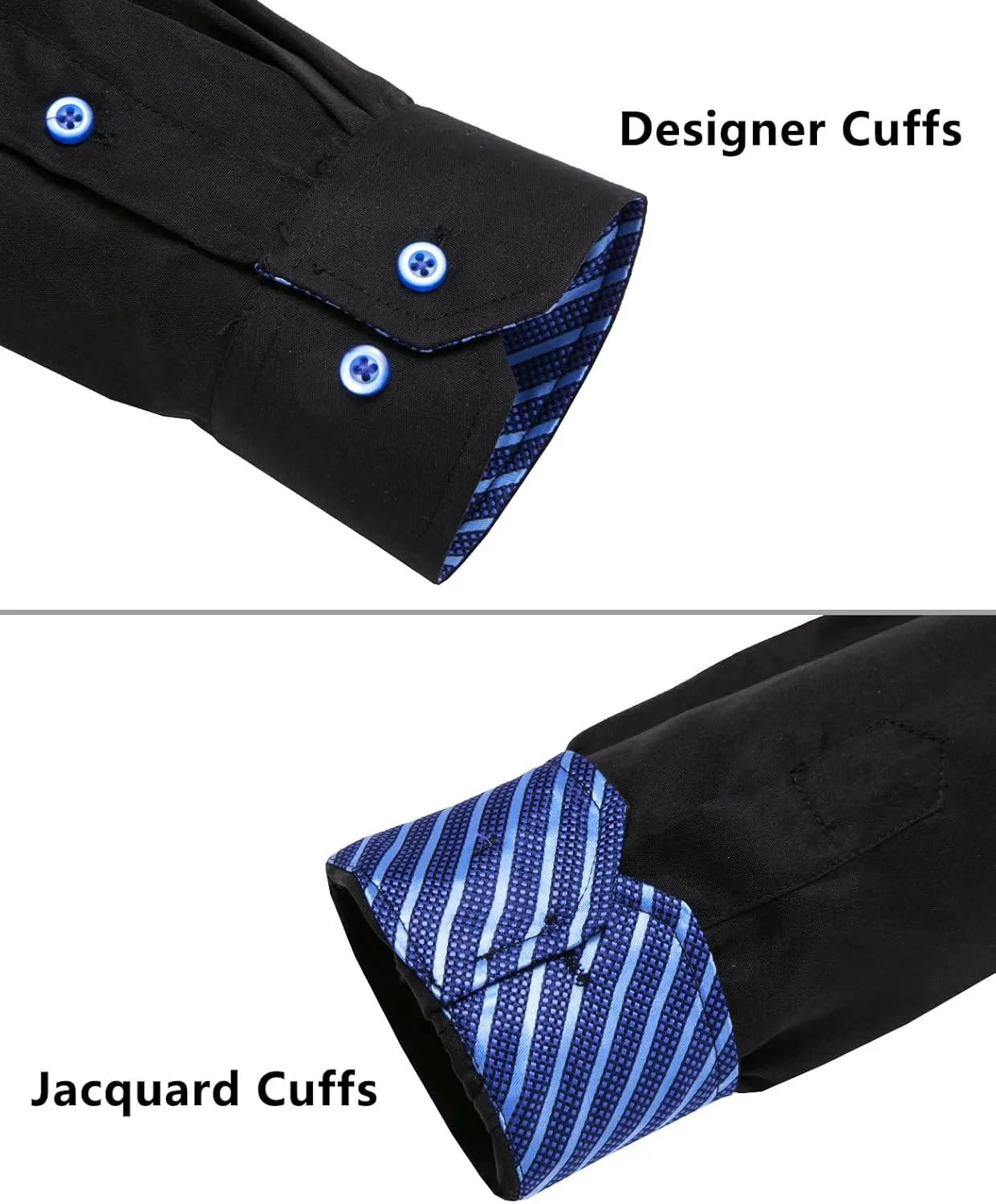 Hi-Tie Mens Dress Shirts Wrinkle Free Inner Contrast Jacquard Long Sleeve Casual Button Down Shirt Business Party Wedding