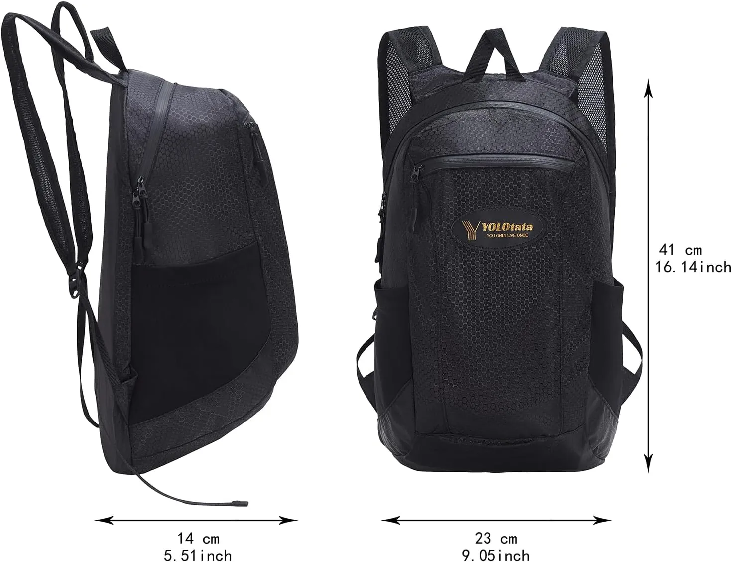 Hiking Daypacks for Women Waterproof Backpacks 15L Lightweight Packable Men Small Outdoor Sports Fan Multipurpose Travel Camping Bags Black