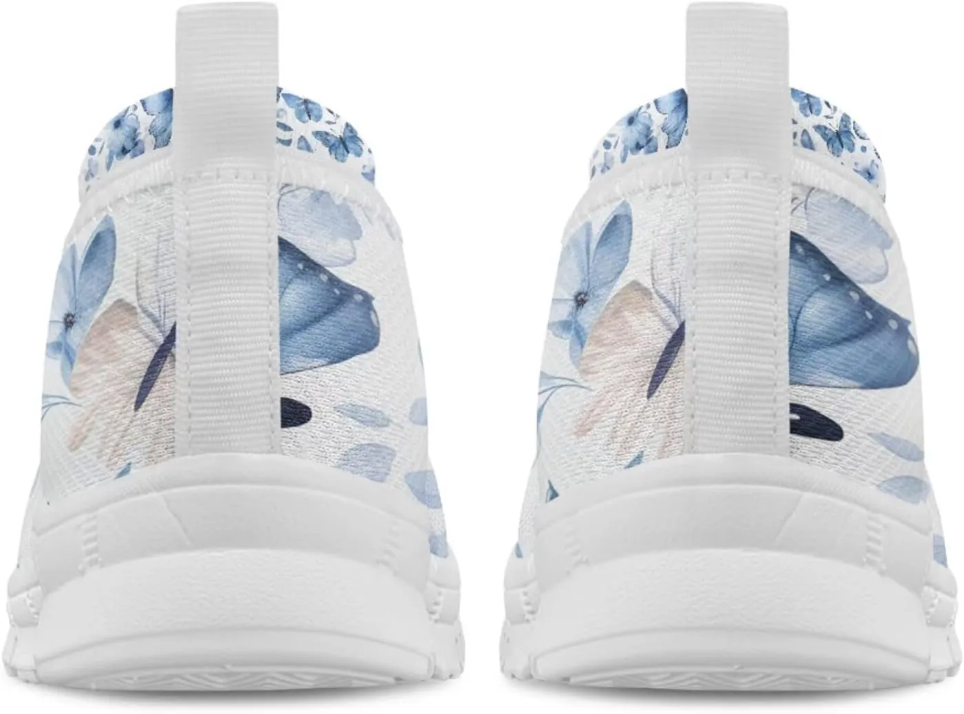 Howilath Butterfly Print Women Mesh Flats Shoes Slip on Walking Shoes Non-Slip Shoes Breathable Loafers Shoes