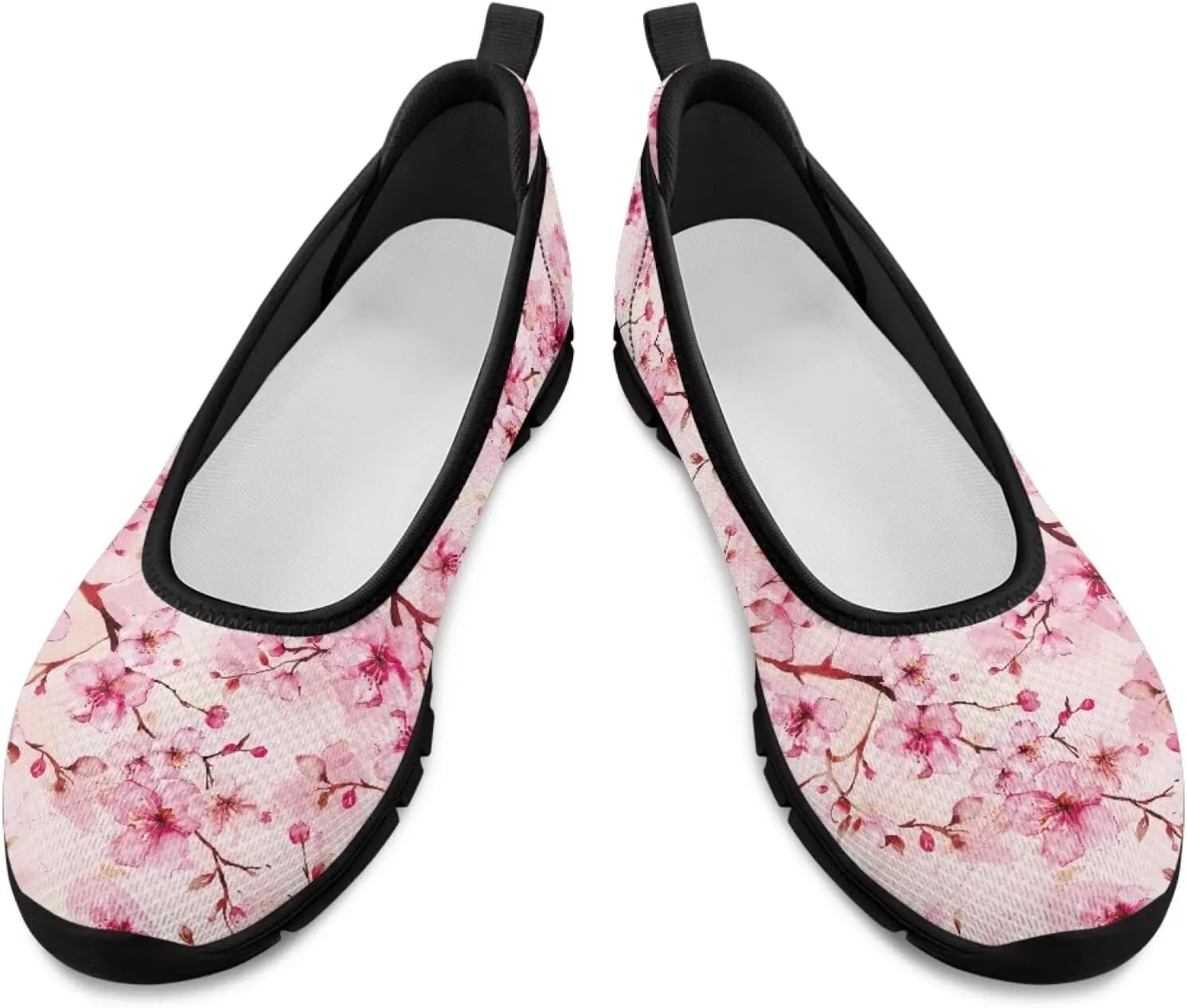Howilath Flower Print Women Mesh Flats Shoes Athletic Shoes Breathable Loafers Shoes Slip-on Walking Sneakers