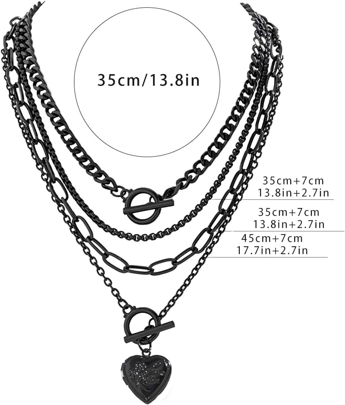 Ingemark 4PCS Gold Layered Choker Necklace Set for Women Heart Pendant Retro Coin Pendant Star Pendant Snake Chain Toggle Clasp