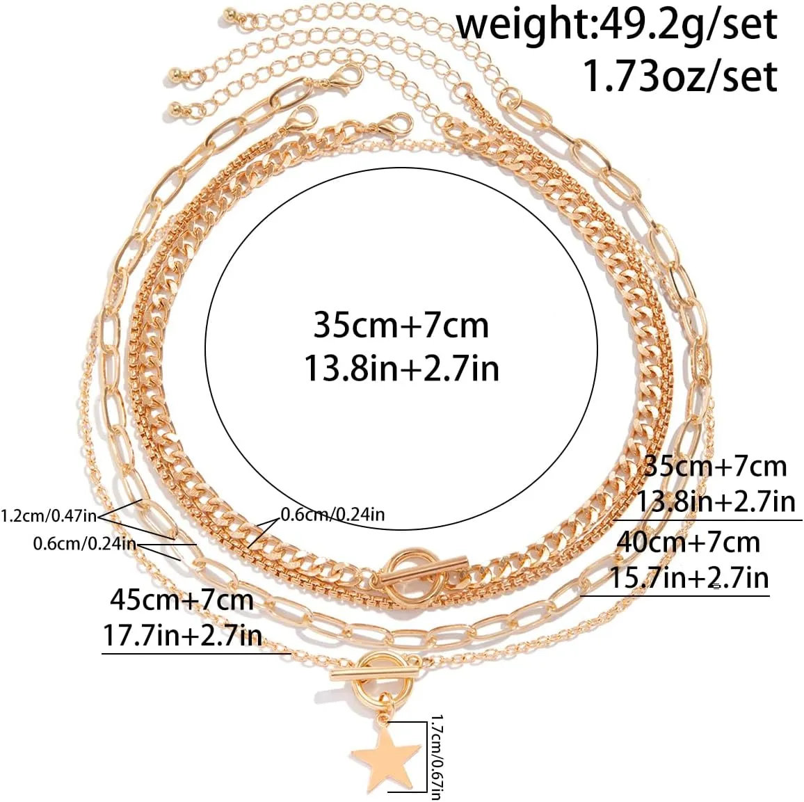 Ingemark 4PCS Gold Layered Choker Necklace Set for Women Heart Pendant Retro Coin Pendant Star Pendant Snake Chain Toggle Clasp