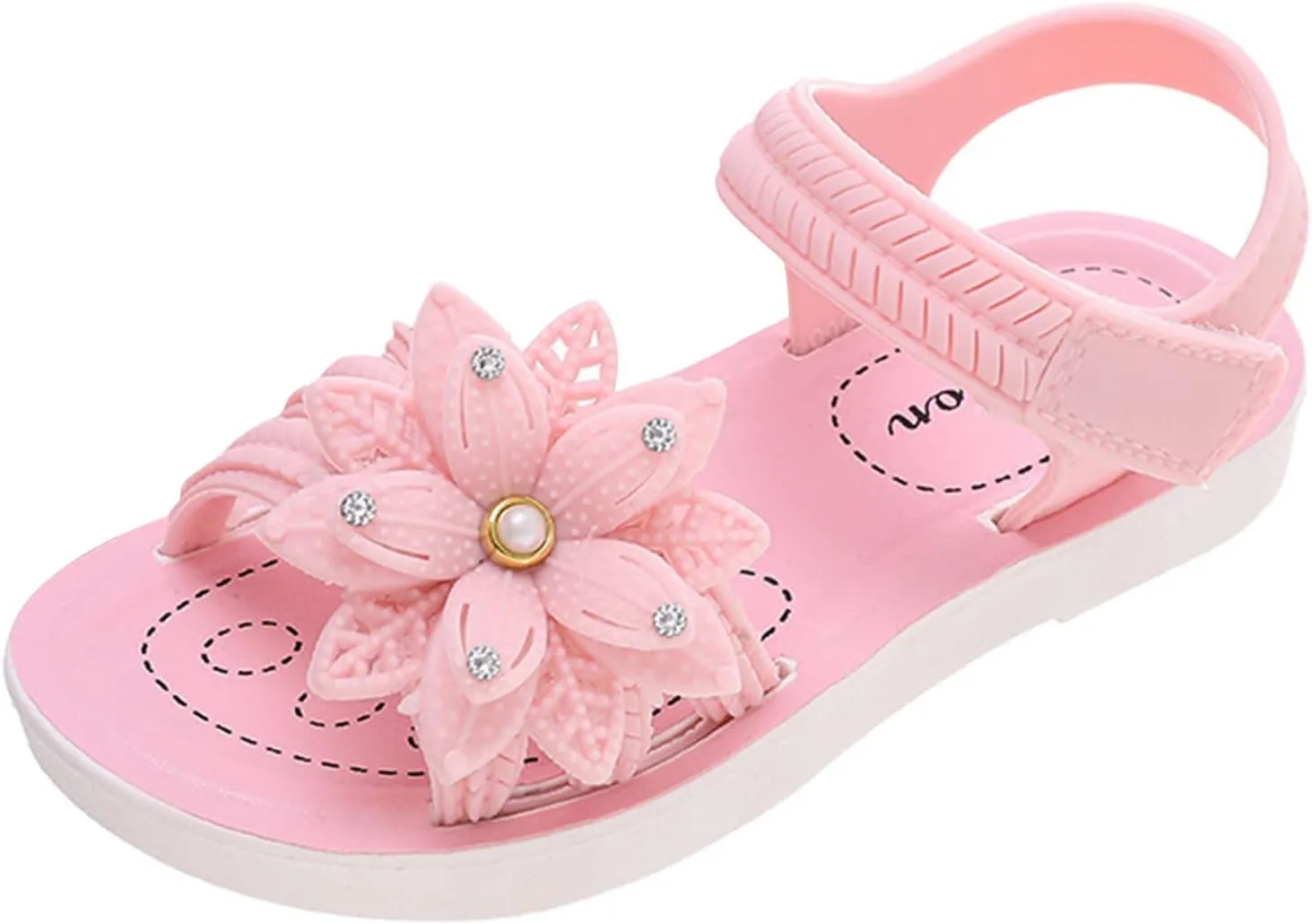 ink Flower Princess Sandals For Girls Open Toe Wide Dress Shoes With Strap Girls Kids Summer Casual Beach Pool Loafers