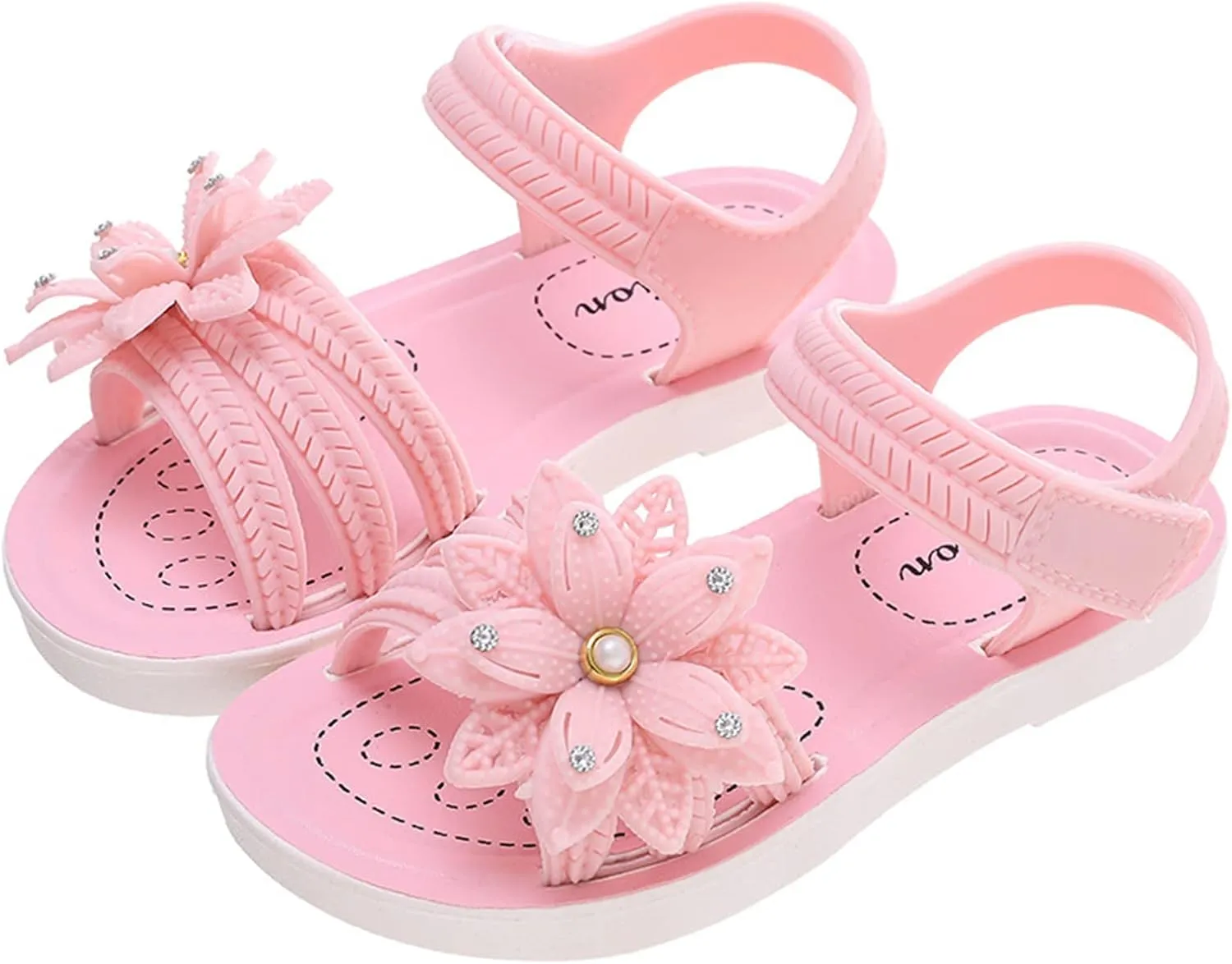 ink Flower Princess Sandals For Girls Open Toe Wide Dress Shoes With Strap Girls Kids Summer Casual Beach Pool Loafers