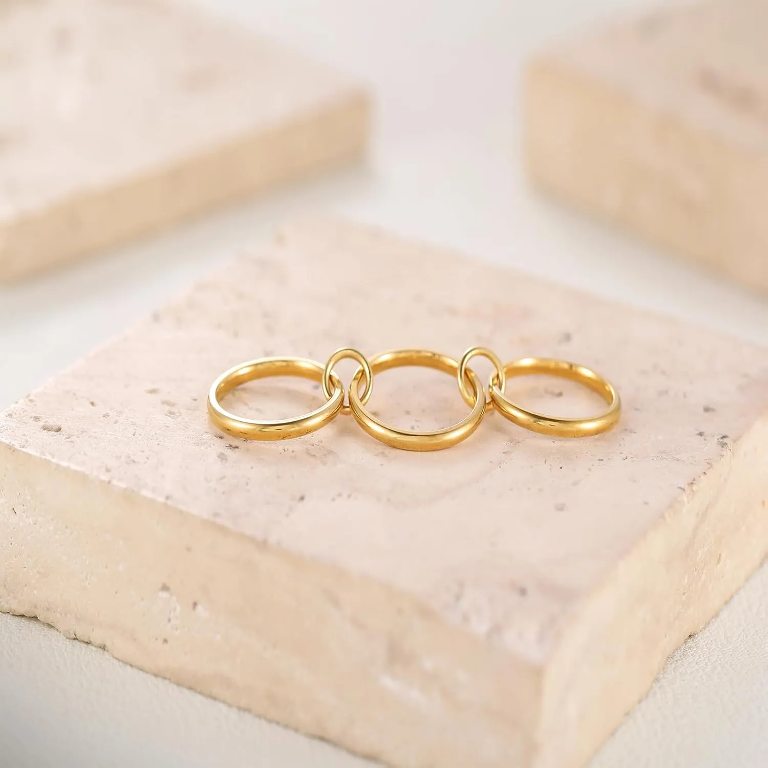 Interlocked Stackable Rings For Women Non Tarnish 18k Stainless Steel Multi Ring Stack Gold Silver Stacked Multi-link Connected Interlocking Rings Stack Set (size 6-10)