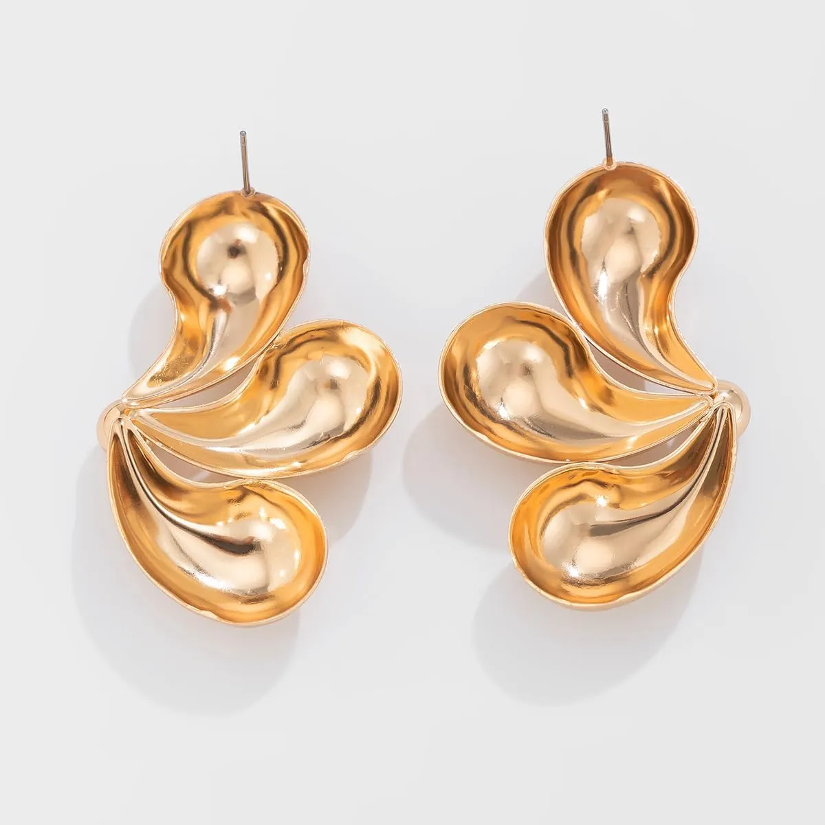 Irregular Geometric Earrings Gold Statement Earrings Chunky Metal Stud Earrings Retro Trendy Earrings Jewelry for Women