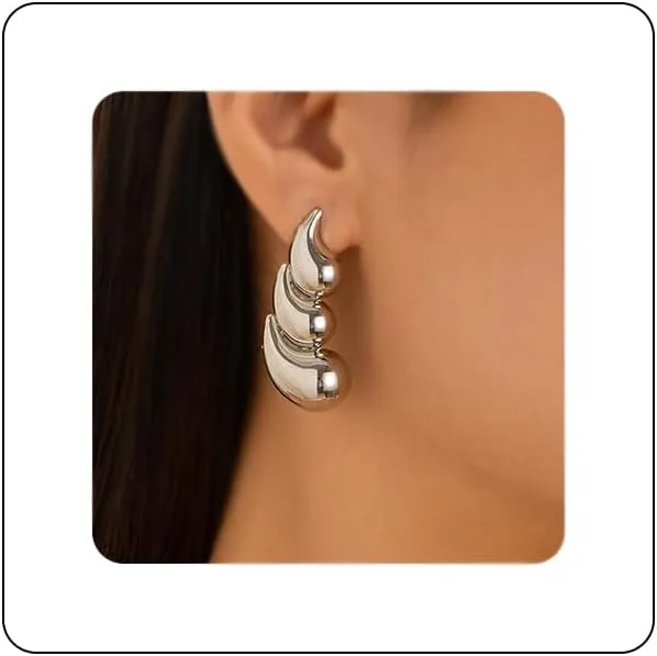 Irregular Geometric Earrings Gold Statement Earrings Chunky Metal Stud Earrings Retro Trendy Earrings Jewelry for Women