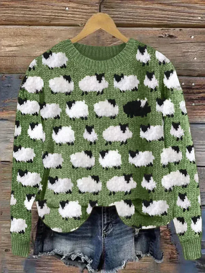 Ivyshape | Cozy Vintage Knit Sweater Made Of Sheepskin