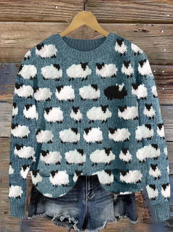 Ivyshape | Cozy Vintage Knit Sweater Made Of Sheepskin