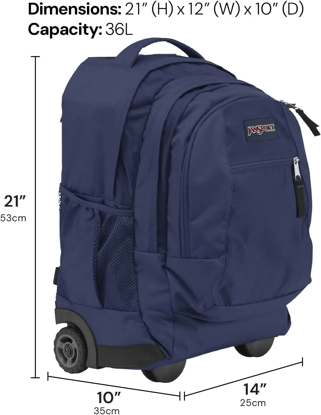 JanSport Driver 8 Rolling Backpack - Wheeled Travel Bag with 15-Inch Laptop Sleeve, One Size, Cosmic City