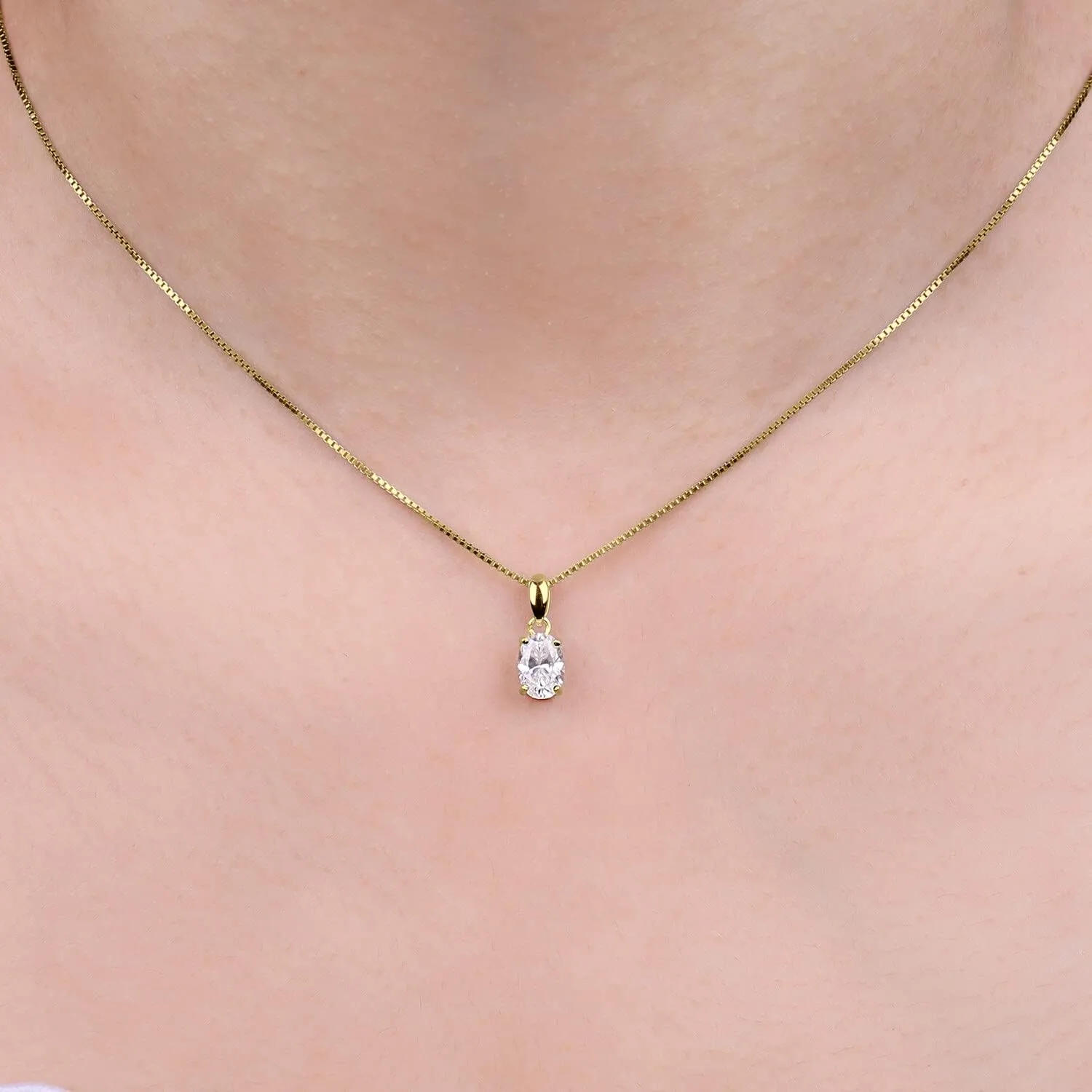 JewelryPalace Oval Cut 1ct 2ct Cubic Zirconia Solitaire Pendant Necklace for Women, 925 Sterling Silver Necklaces for Her, Classic Simulated Diamond Jewelry Set Gift, 18 Inches Chain