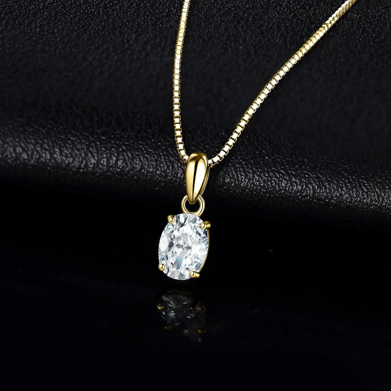 JewelryPalace Oval Cut 1ct 2ct Cubic Zirconia Solitaire Pendant Necklace for Women, 925 Sterling Silver Necklaces for Her, Classic Simulated Diamond Jewelry Set Gift, 18 Inches Chain