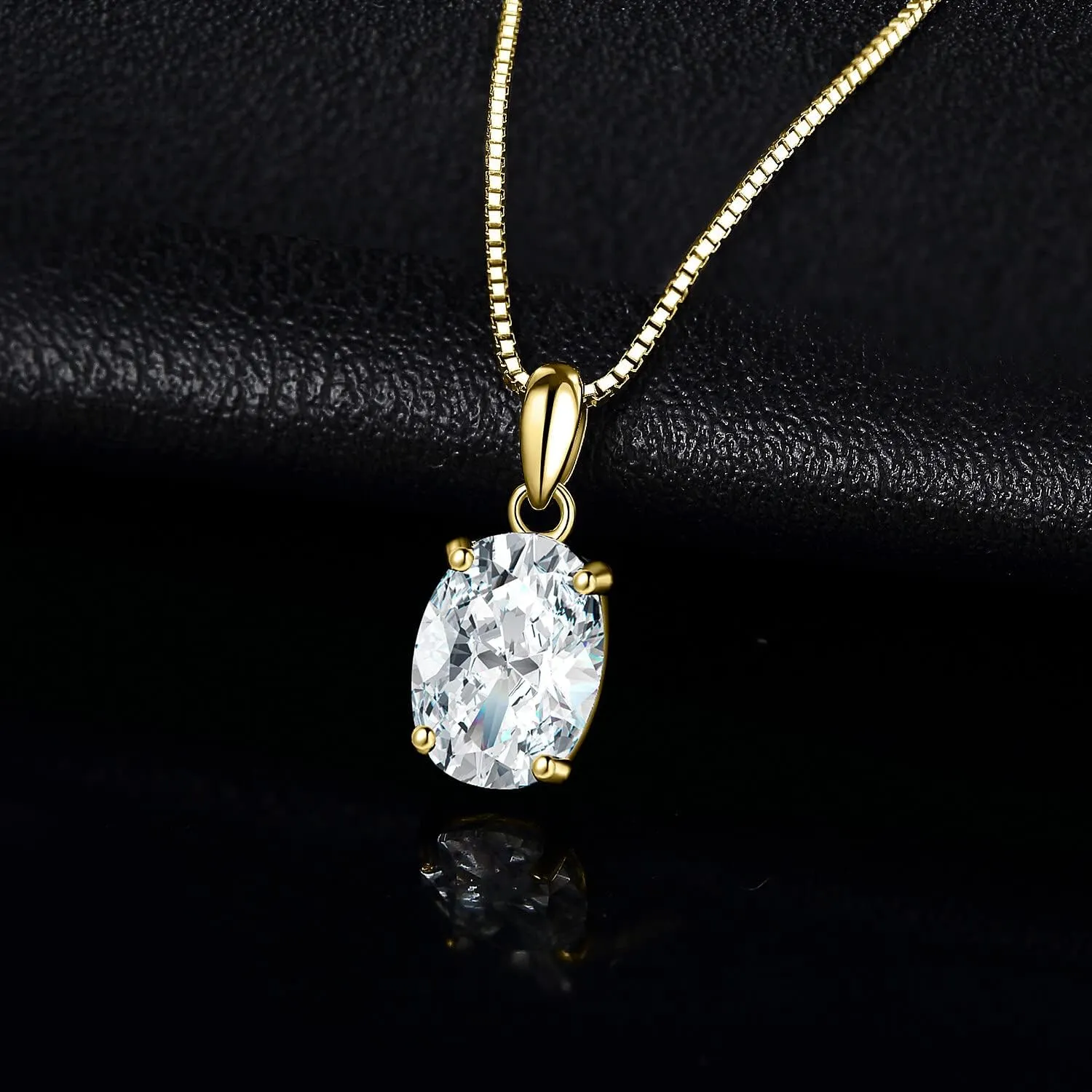 JewelryPalace Oval Cut 1ct 2ct Moissanite Solitaire Pendant Necklace for Women, Simulated Diamond 925 Sterling Silver 14k White Gold Plated Necklaces for Her VVS D-F, 18 Inch Box chain