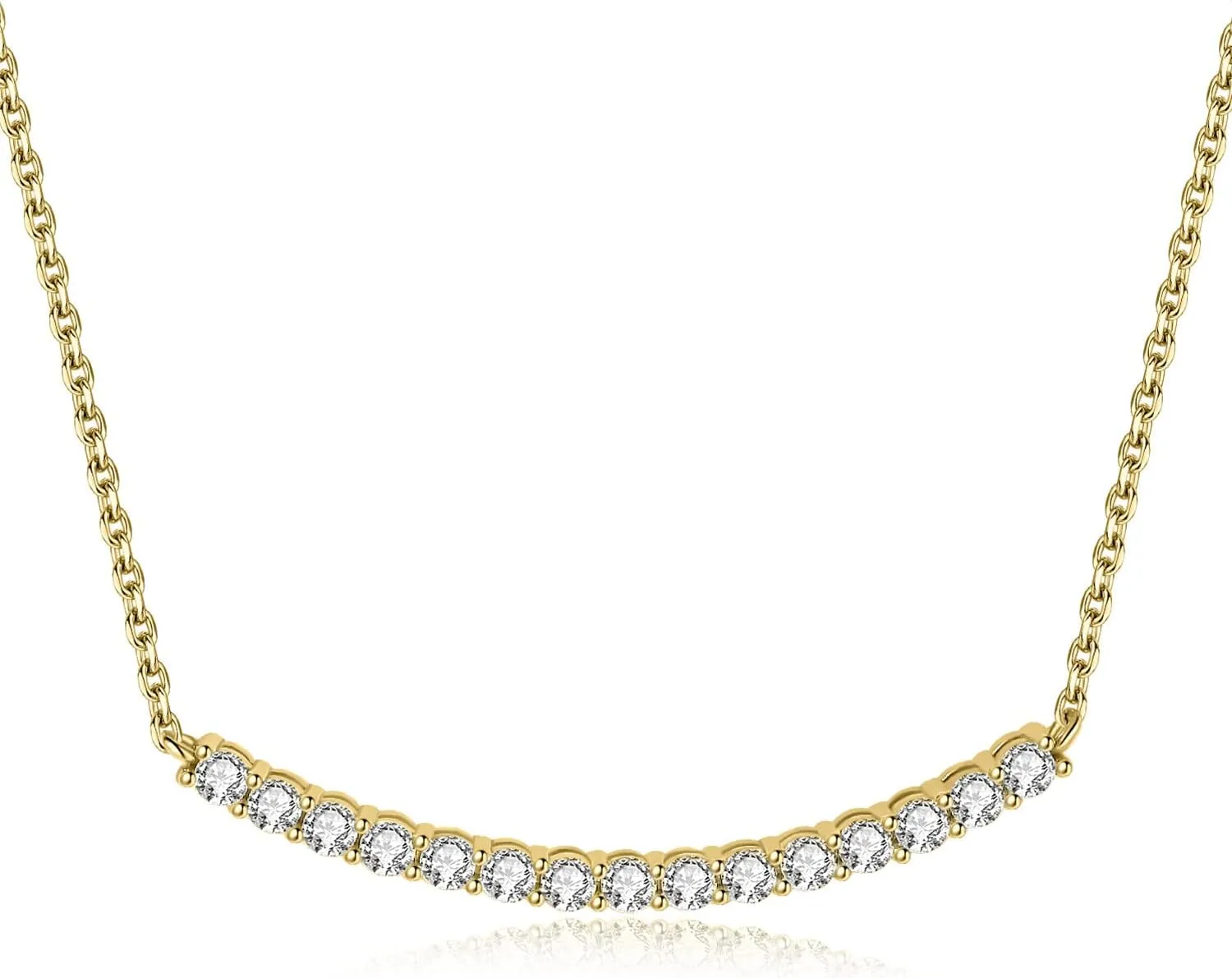 JewelryPalace Round Cut Moissanite Bar Collar Pendant Necklace for Women, 14K White Yellow Rose Gold Plated 925 Sterling Silver Necklaces for Her, Simulated Diamond 18 Inches Chain VVS D-F