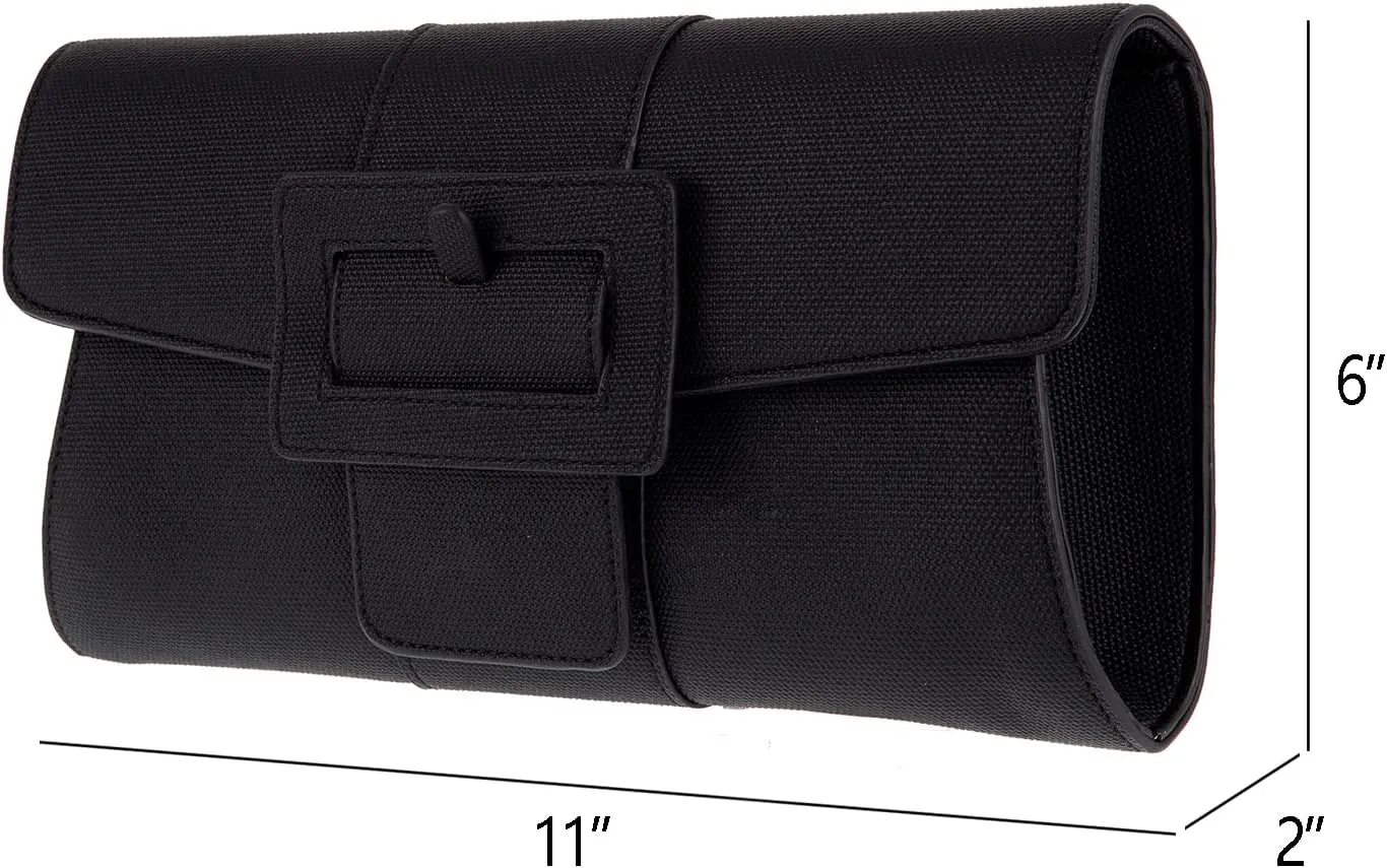JNB Synthetic Leather Belted Envelope Clutch