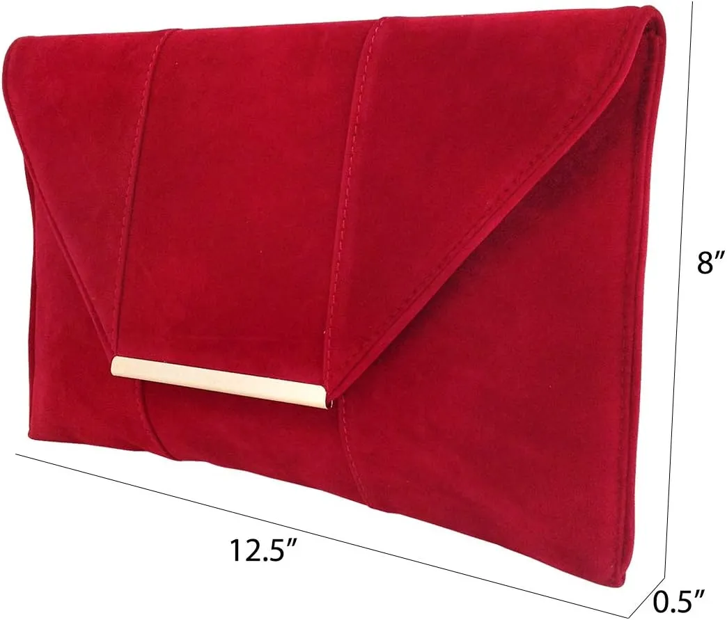 JNB Women's Faux Microsuede Envelope Clutch