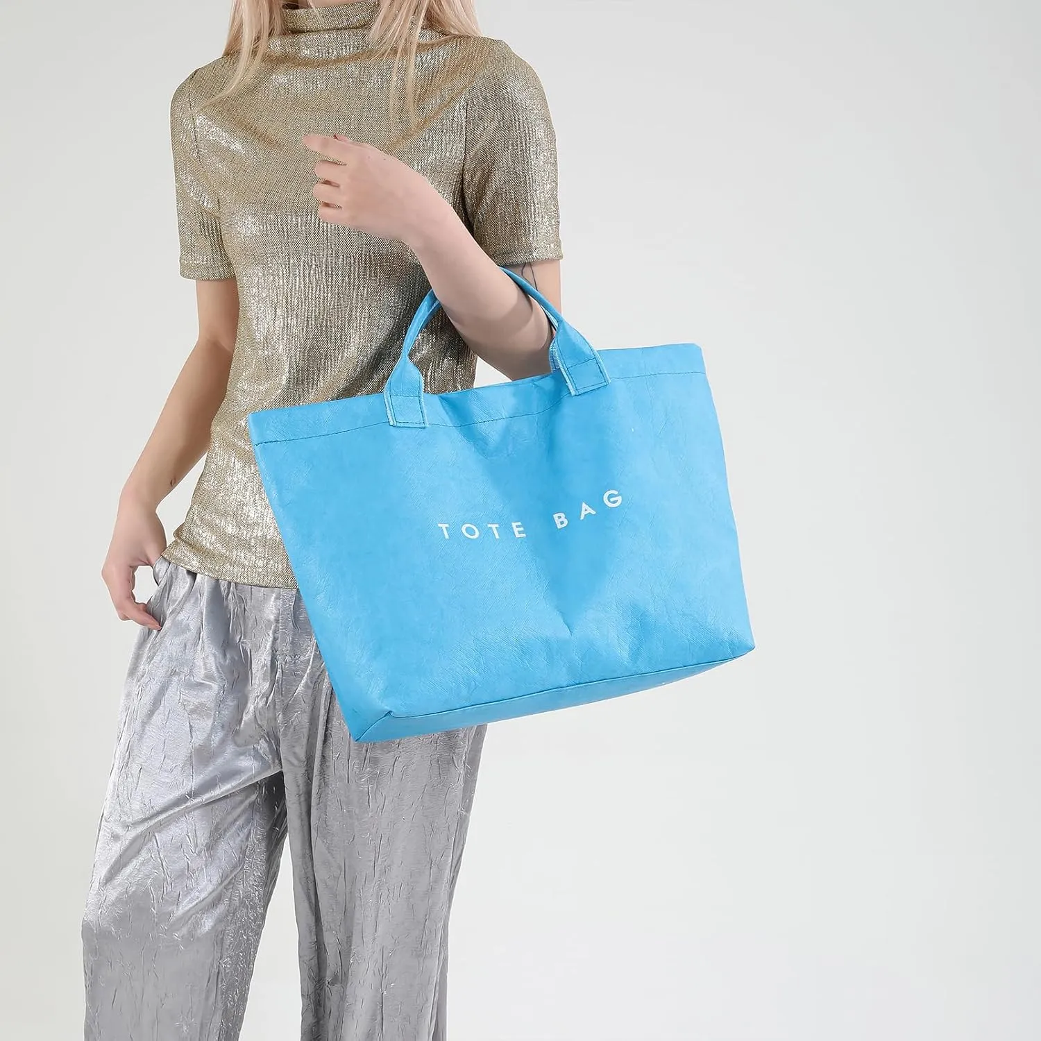 JQAliMOVV Extra Large Tote Bags for Women with Handles Dupont Paper Letters Print Handbag Oversized Tote Bag for Work