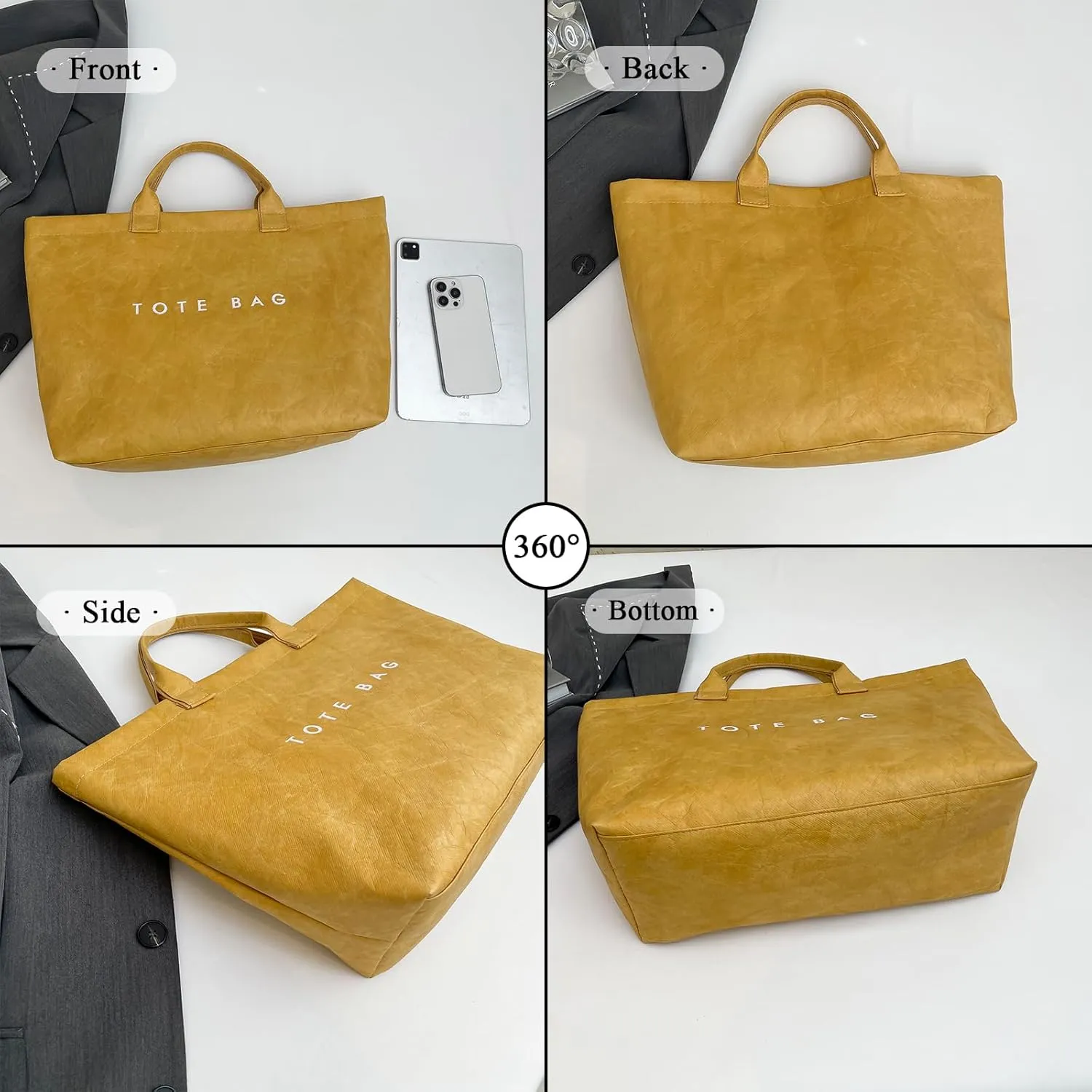JQAliMOVV Extra Large Tote Bags for Women with Handles Dupont Paper Letters Print Handbag Oversized Tote Bag for Work