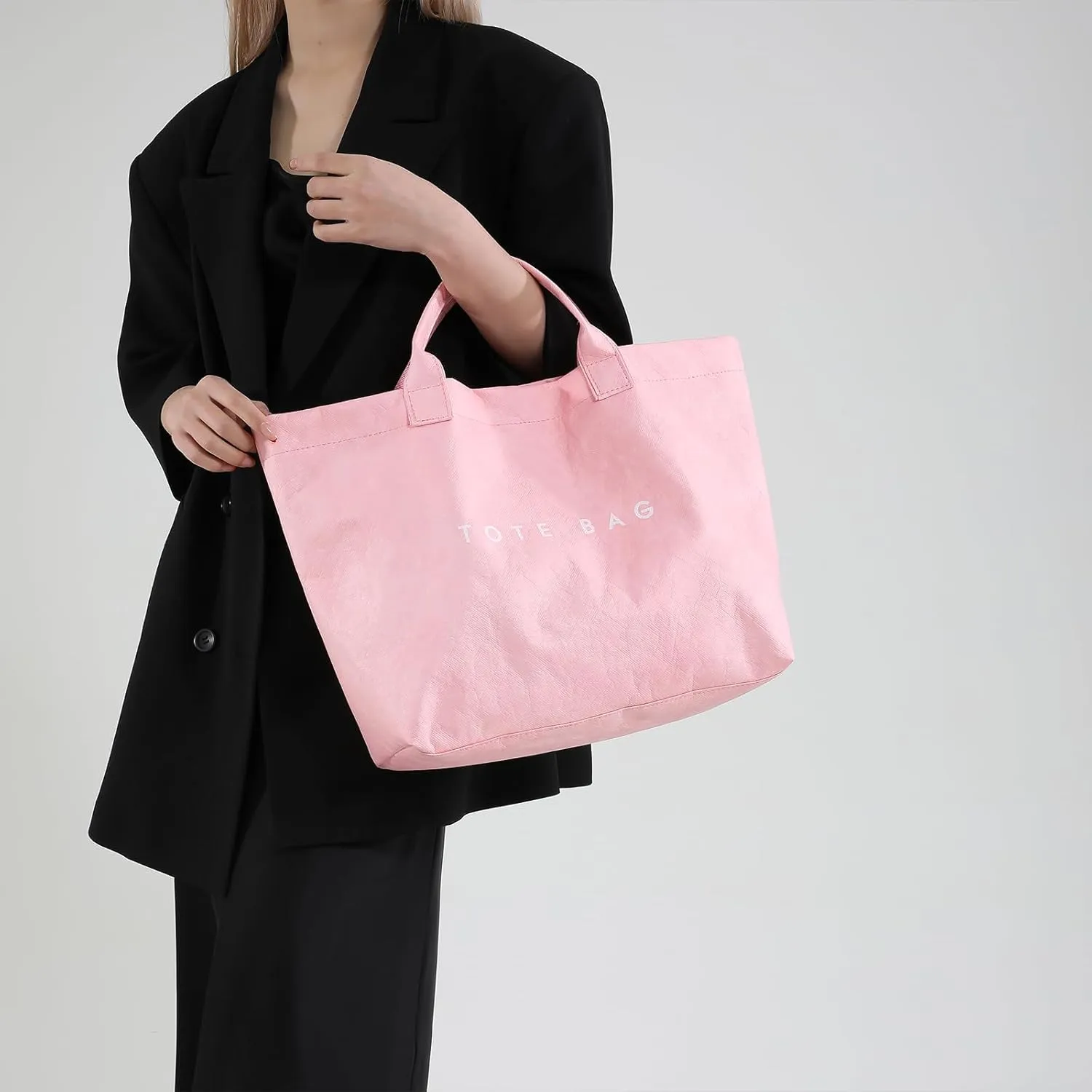 JQAliMOVV Extra Large Tote Bags for Women with Handles Dupont Paper Letters Print Handbag Oversized Tote Bag for Work