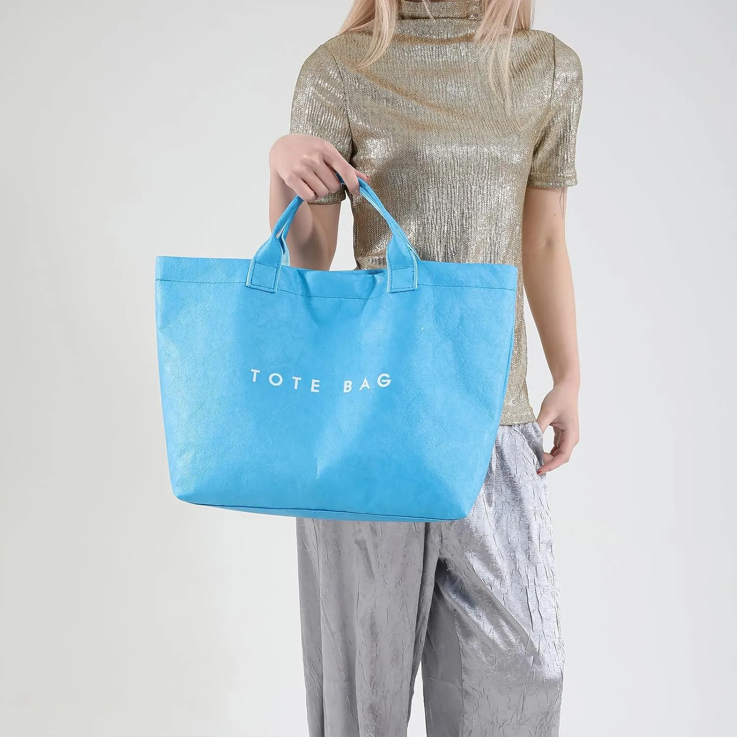 JQAliMOVV Extra Large Tote Bags for Women with Handles Dupont Paper Letters Print Handbag Oversized Tote Bag for Work