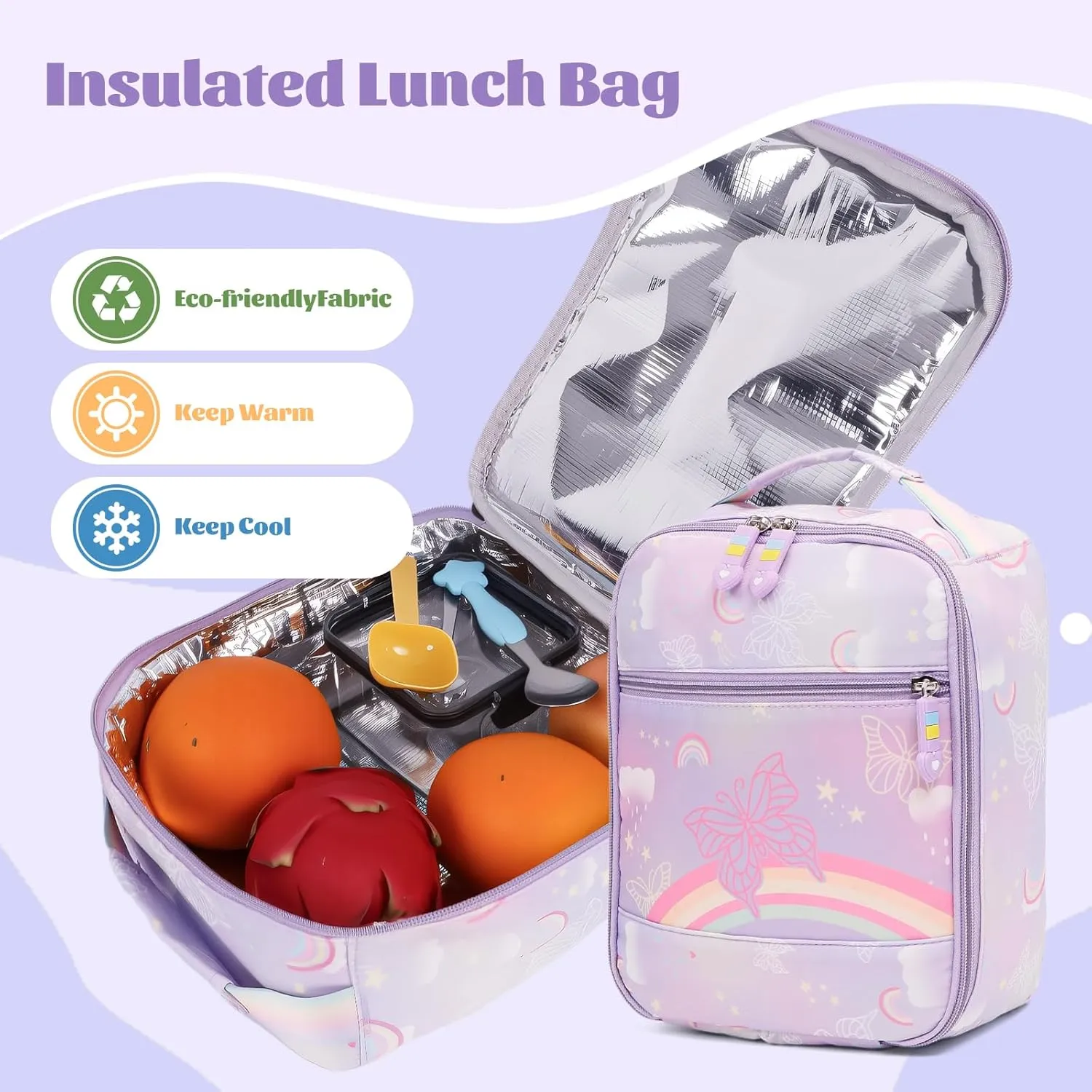 Kawaii Backpack Starry Rainbow Bookbag For Boy Girl
