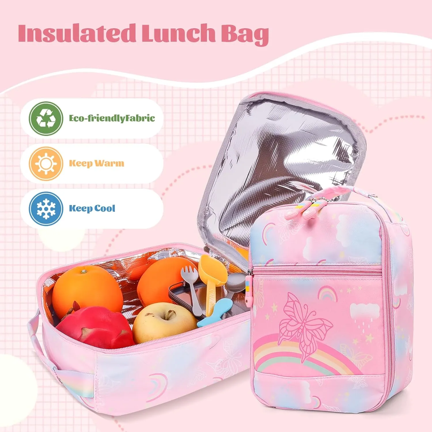 Kawaii Backpack Starry Rainbow Bookbag For Boy Girl