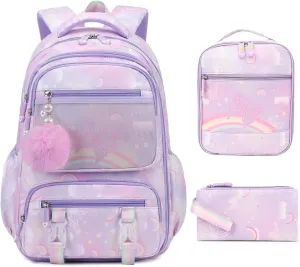 Kawaii Backpack Starry Rainbow Bookbag For Boy Girl