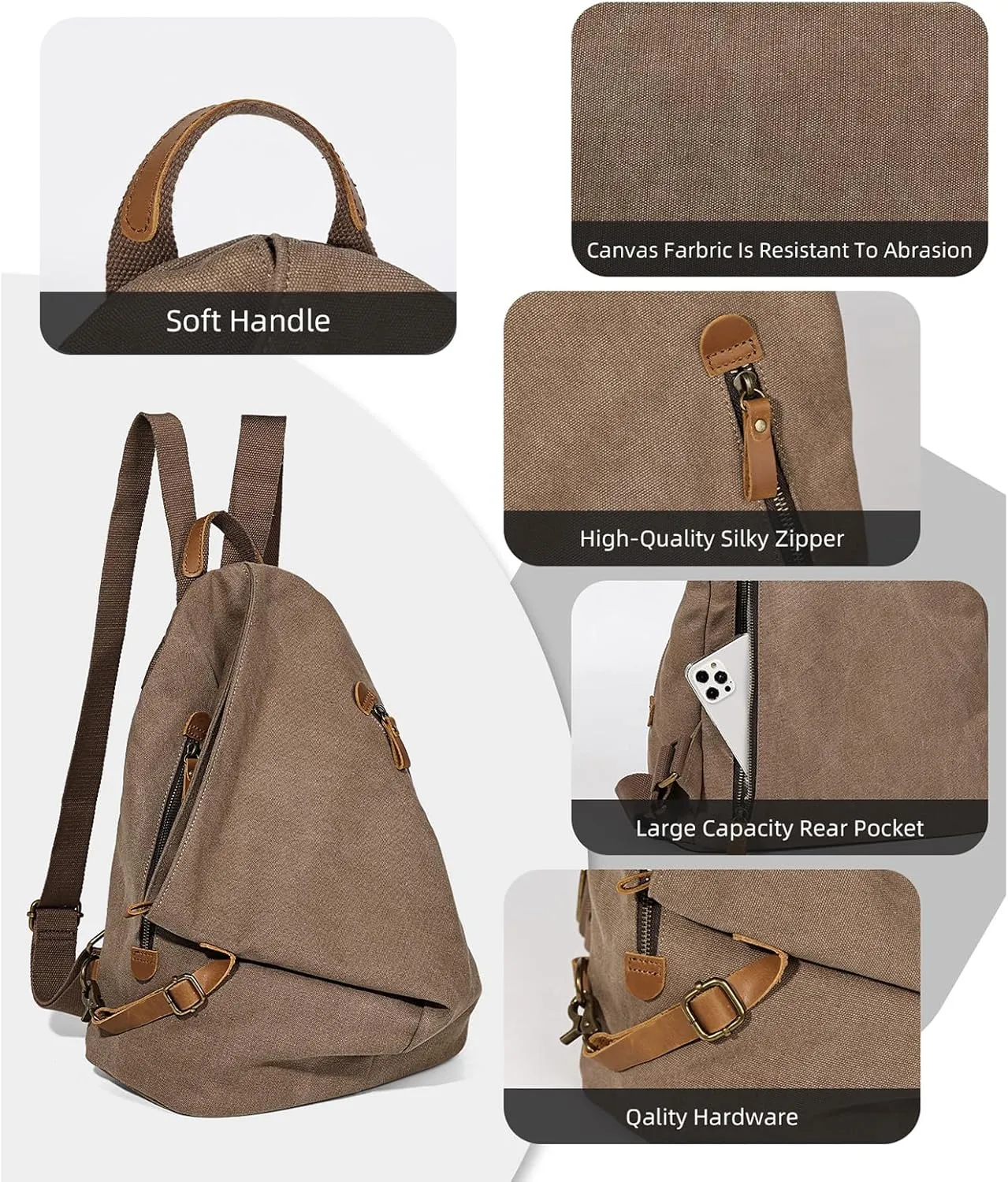 KL928 Canvas Vintage Backpack  Large Casual Daypack Outdoor Travel Rucksack Hiking Backpacks for Men Women