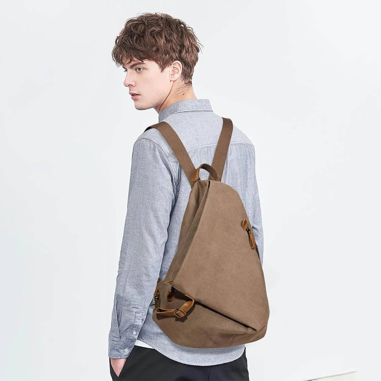 KL928 Canvas Vintage Backpack  Large Casual Daypack Outdoor Travel Rucksack Hiking Backpacks for Men Women