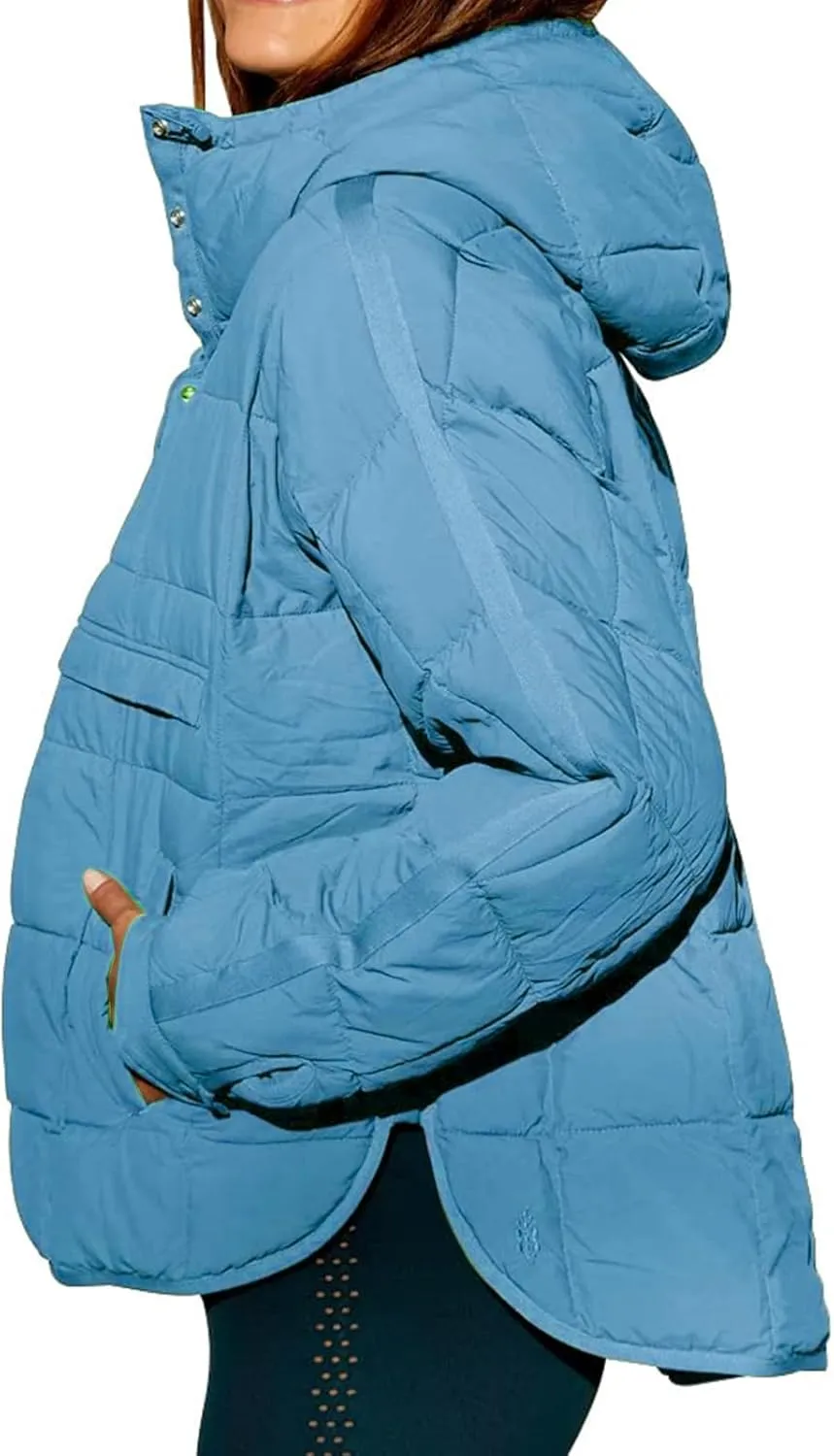 Kubbon Womens Oversized Hooded Puffer Jacket Quilted Lightweight Soft Comfy Padded Hoodies Coat Long Sleeve Warm Winter Coat