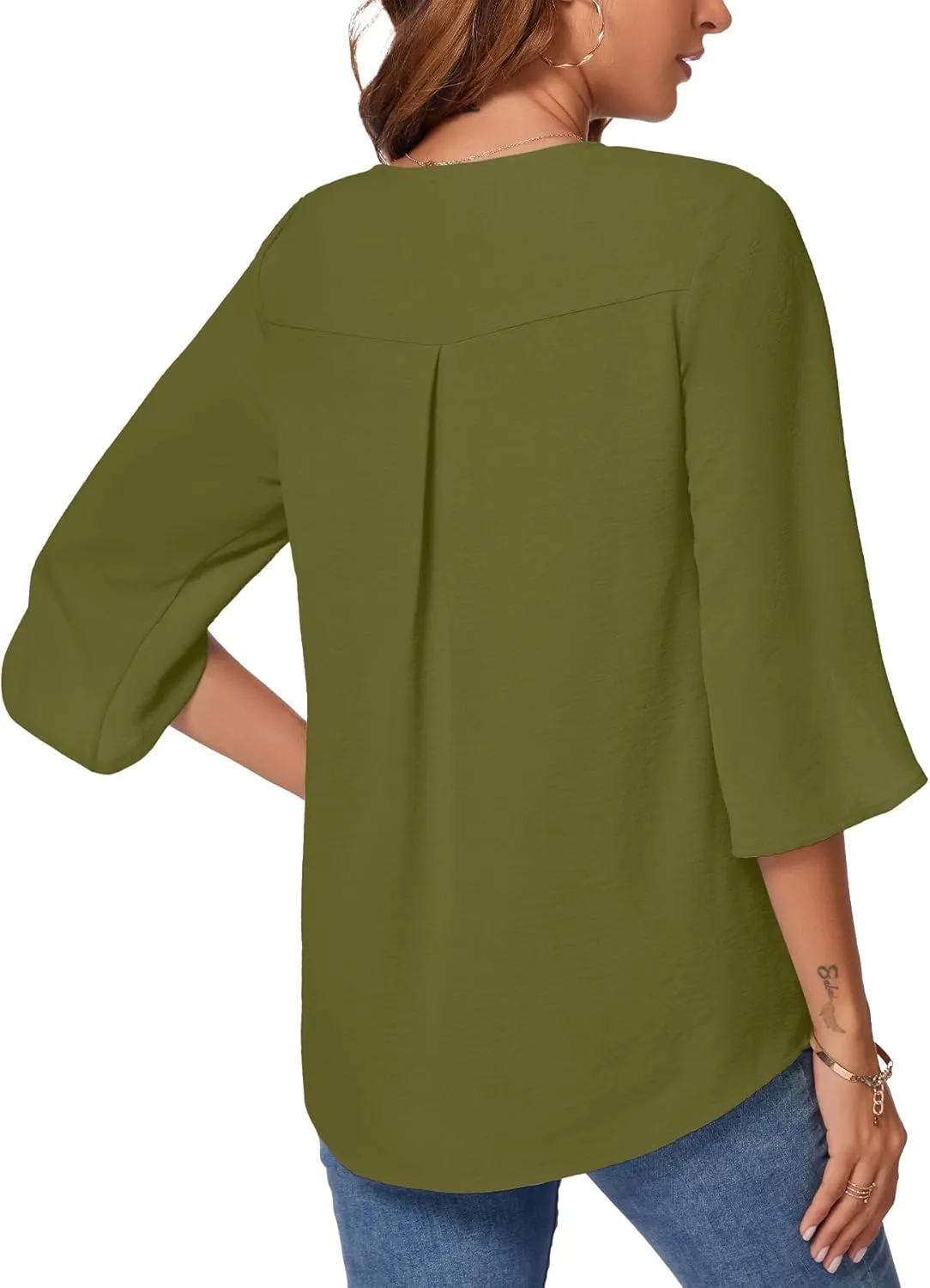 KUOTAI Womens Summer Tops Dressy Casual Shirts 3/4 Sleeve Work Blouse Business Casual Shirts