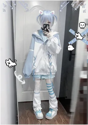 LAPRBY Cute Zip Up Hoodies for Women Watercolor Harajuku Fashion Oversized Sweatshirt Y2k Tops