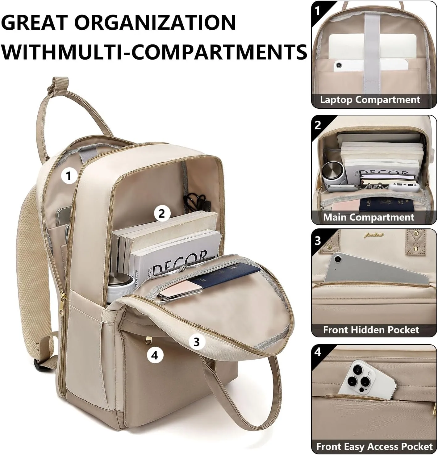 Laptop Backpack for Women Bag - College Bookbag Business Computer Backpack 15.6 inch Waterproof Work Travel Backpack with USB Charger Anti-theft Casual Cute Backpacks for Nurse Teacher Gift