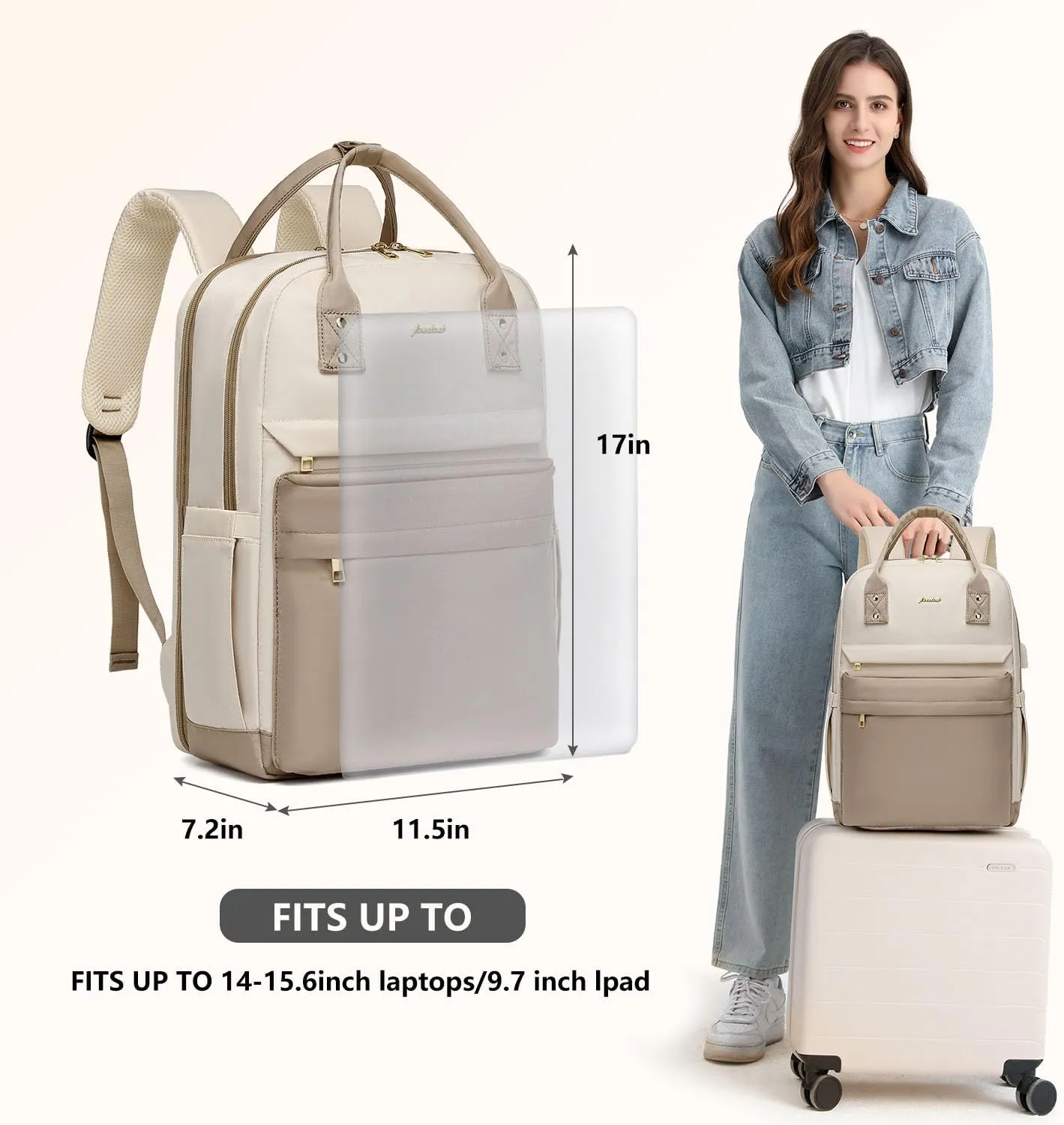 Laptop Backpack for Women Bag - College Bookbag Business Computer Backpack 15.6 inch Waterproof Work Travel Backpack with USB Charger Anti-theft Casual Cute Backpacks for Nurse Teacher Gift