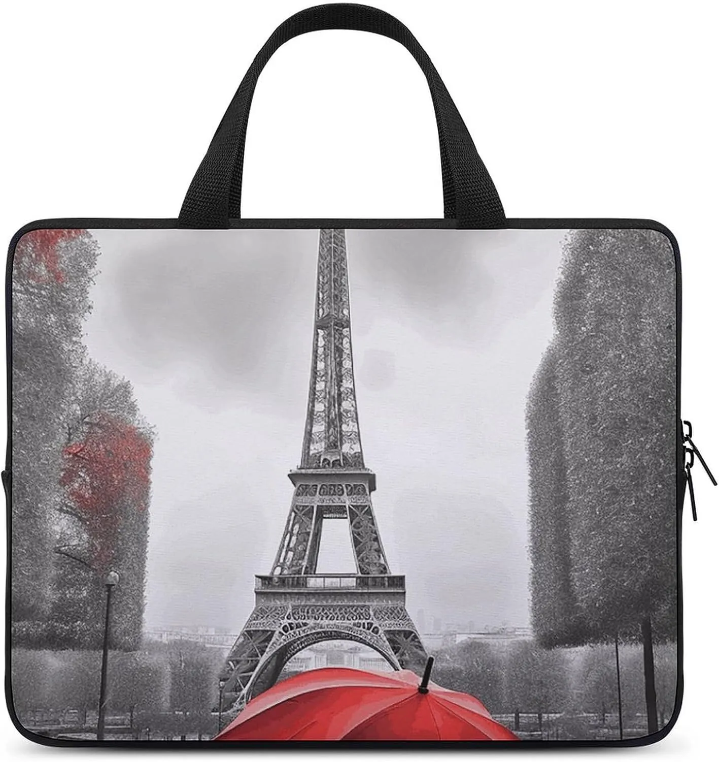 Laptop Bag Eiffel Tower with Red Umbrella Computer Bag Laptop Sleeves Casual Briefcase for Women Men Universal 10-17 Inch