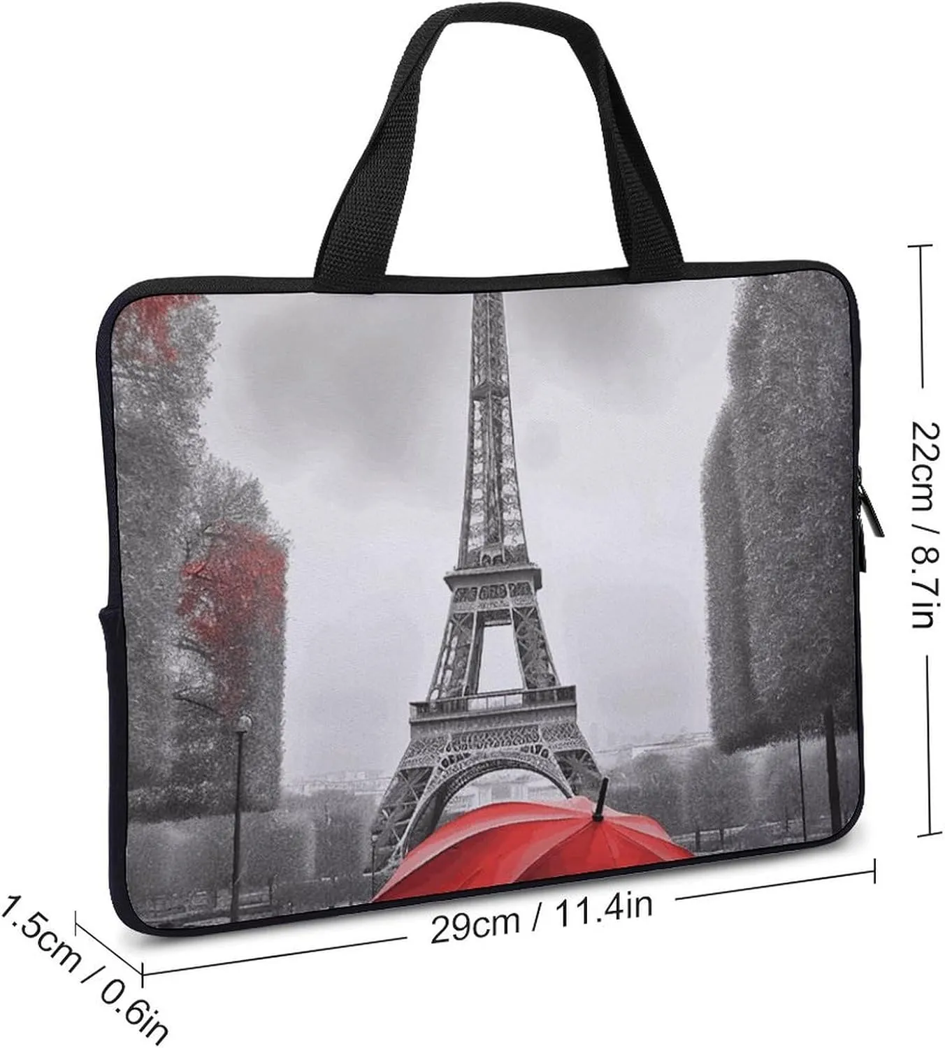 Laptop Bag Eiffel Tower with Red Umbrella Computer Bag Laptop Sleeves Casual Briefcase for Women Men Universal 10-17 Inch